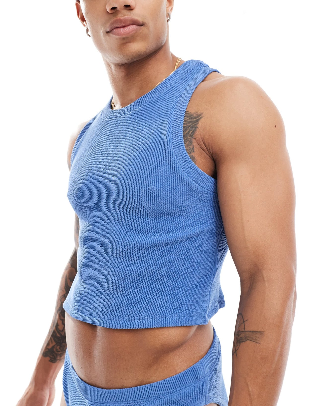 ASOS DESIGN crinkle vest in blue - ASOS Sample Sale