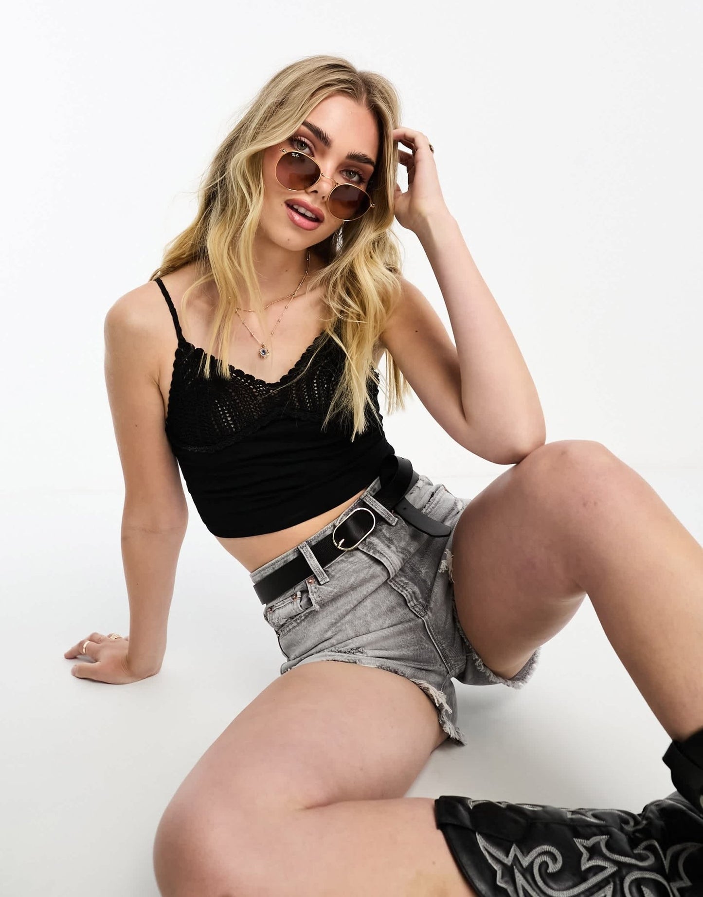 ASOS DESIGN crochet bust cami crop top in black - ASOS Sample Sale