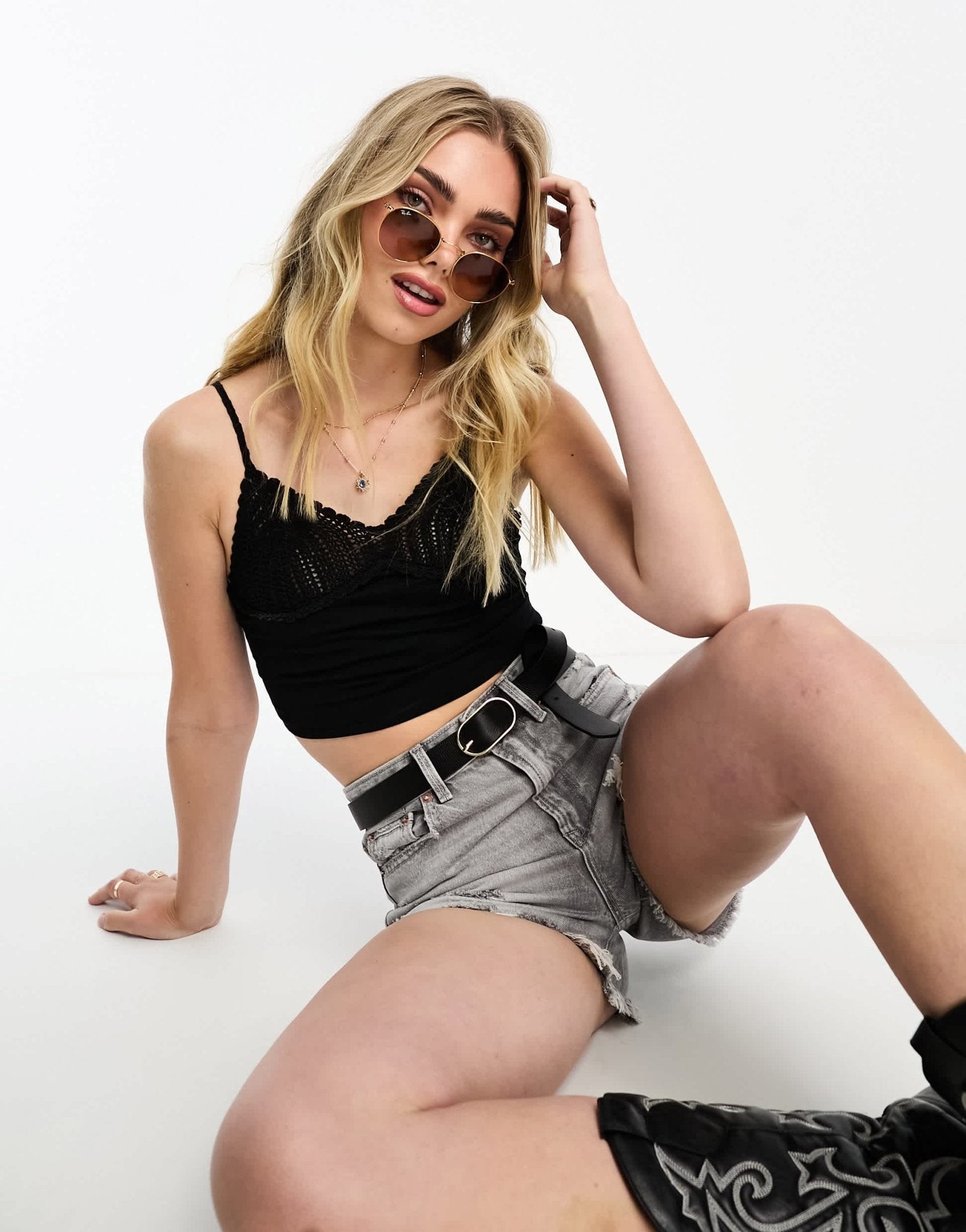 ASOS DESIGN crochet bust cami crop top in black - ASOS Sample Sale