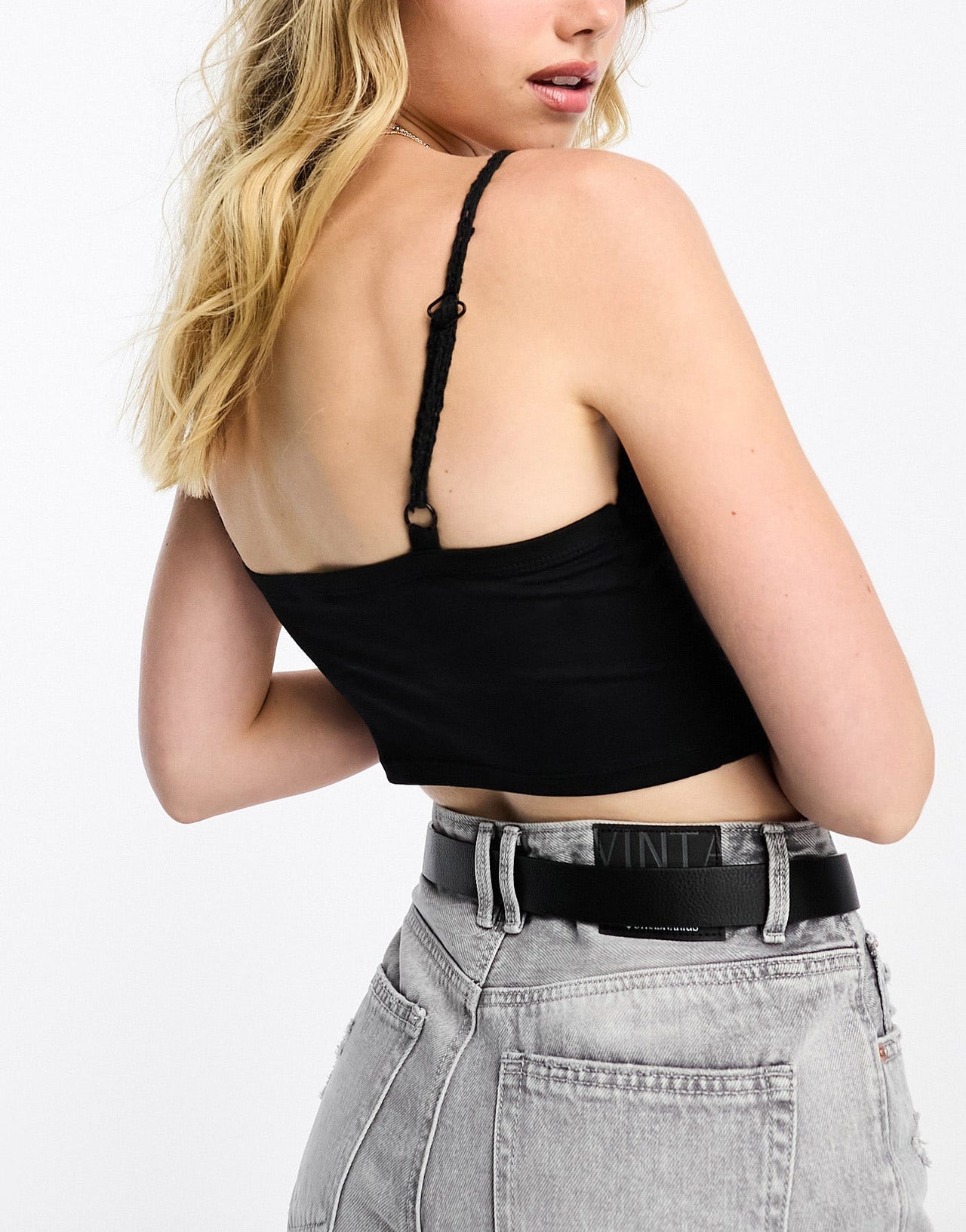 ASOS DESIGN crochet bust cami crop top in black - ASOS Sample Sale