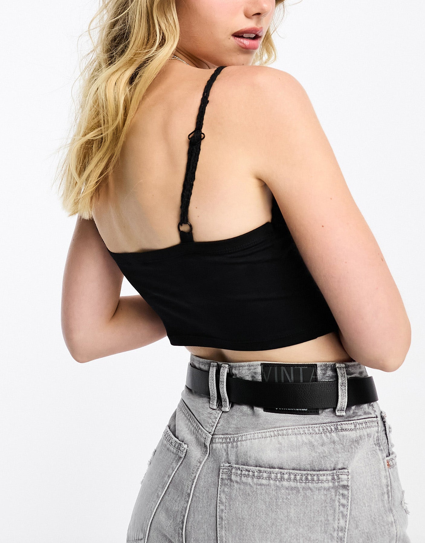 ASOS DESIGN crochet bust cami crop top in black - ASOS Sample Sale