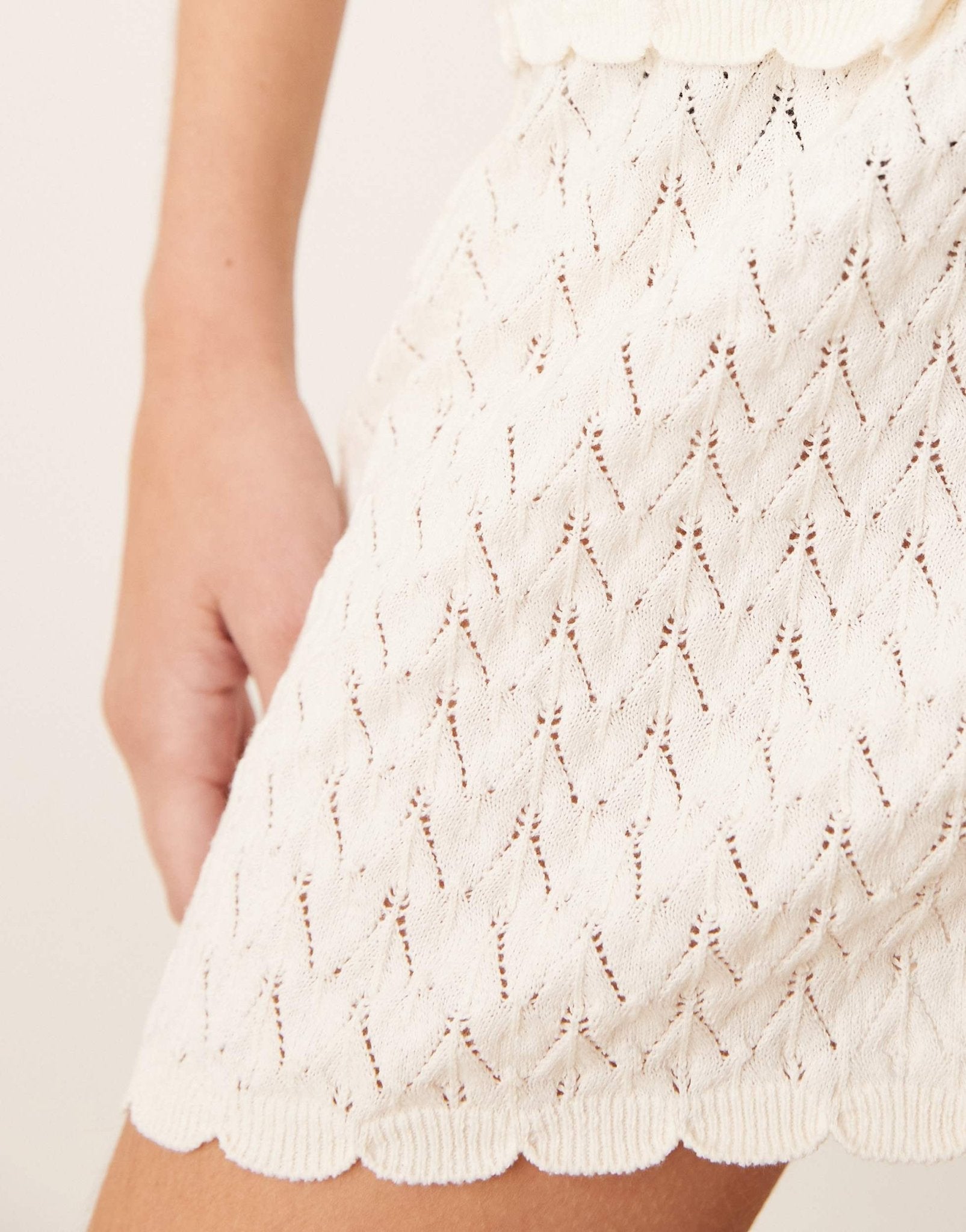 ASOS DESIGN crochet knit mini skirt co - ord in ecru - ASOS Sample Sale