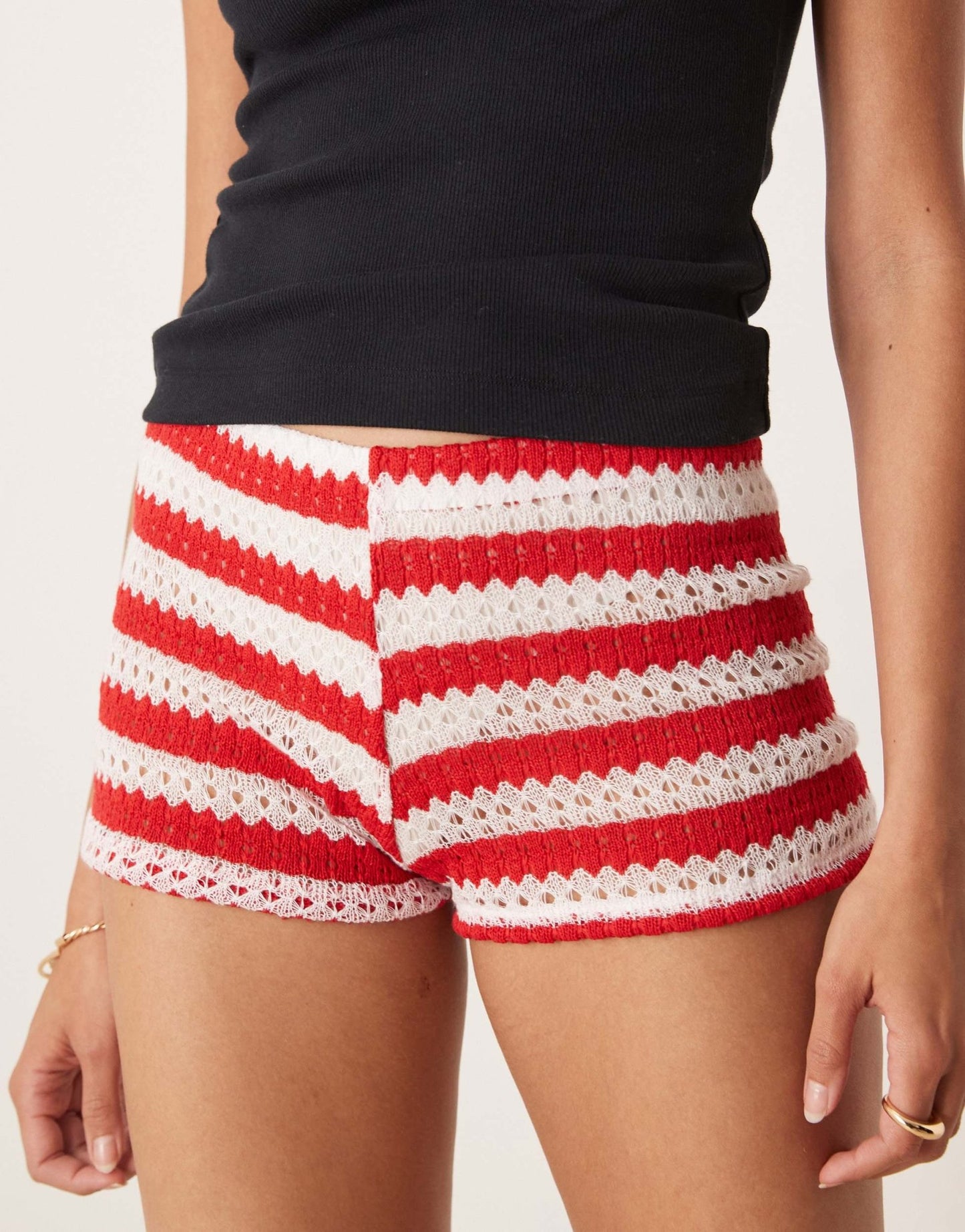 ASOS DESIGN crochet micro short in red and white stripe - ASOS Sample Sale