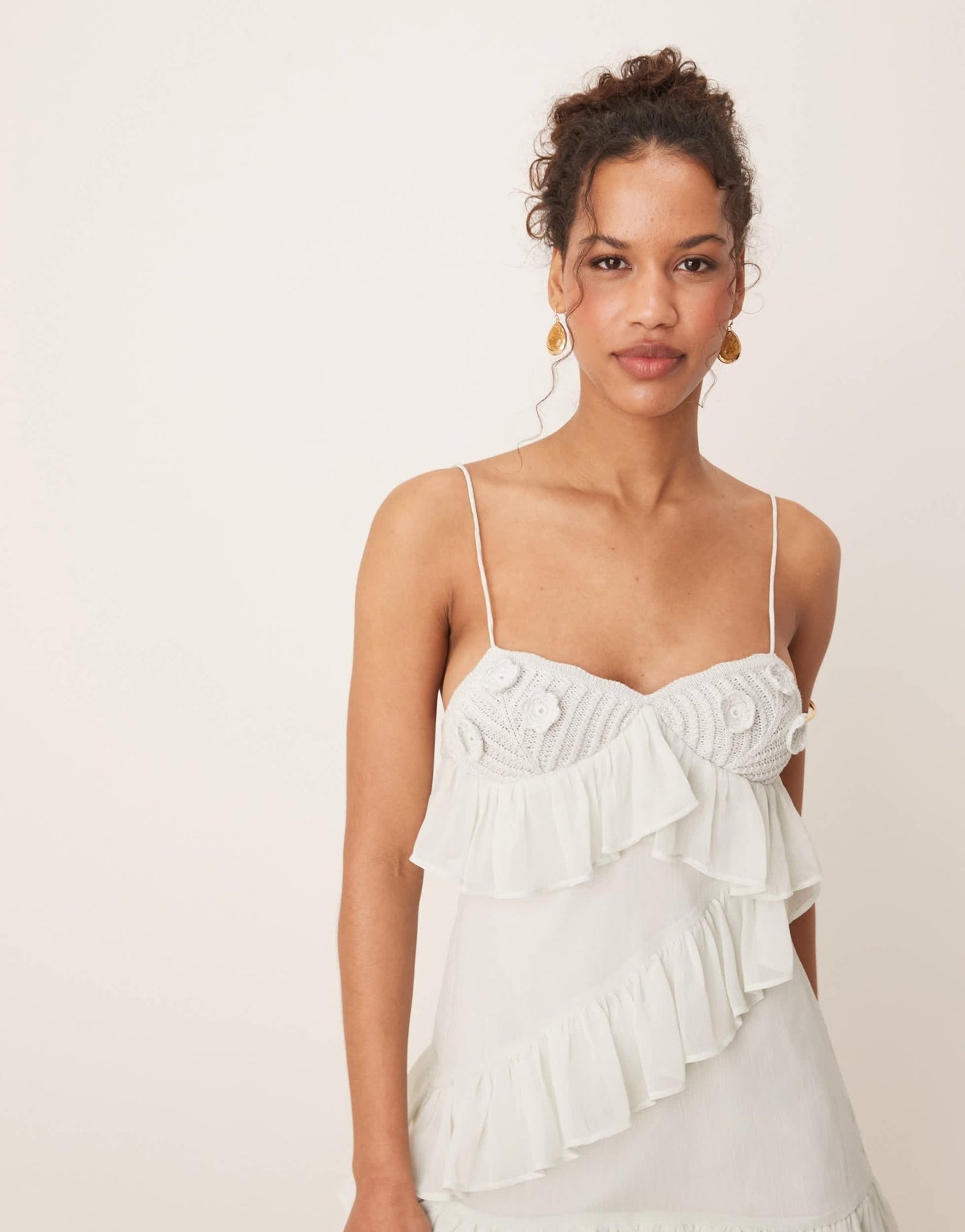 ASOS DESIGN crochet ruffle mini dress in sage green - ASOS Sample Sale