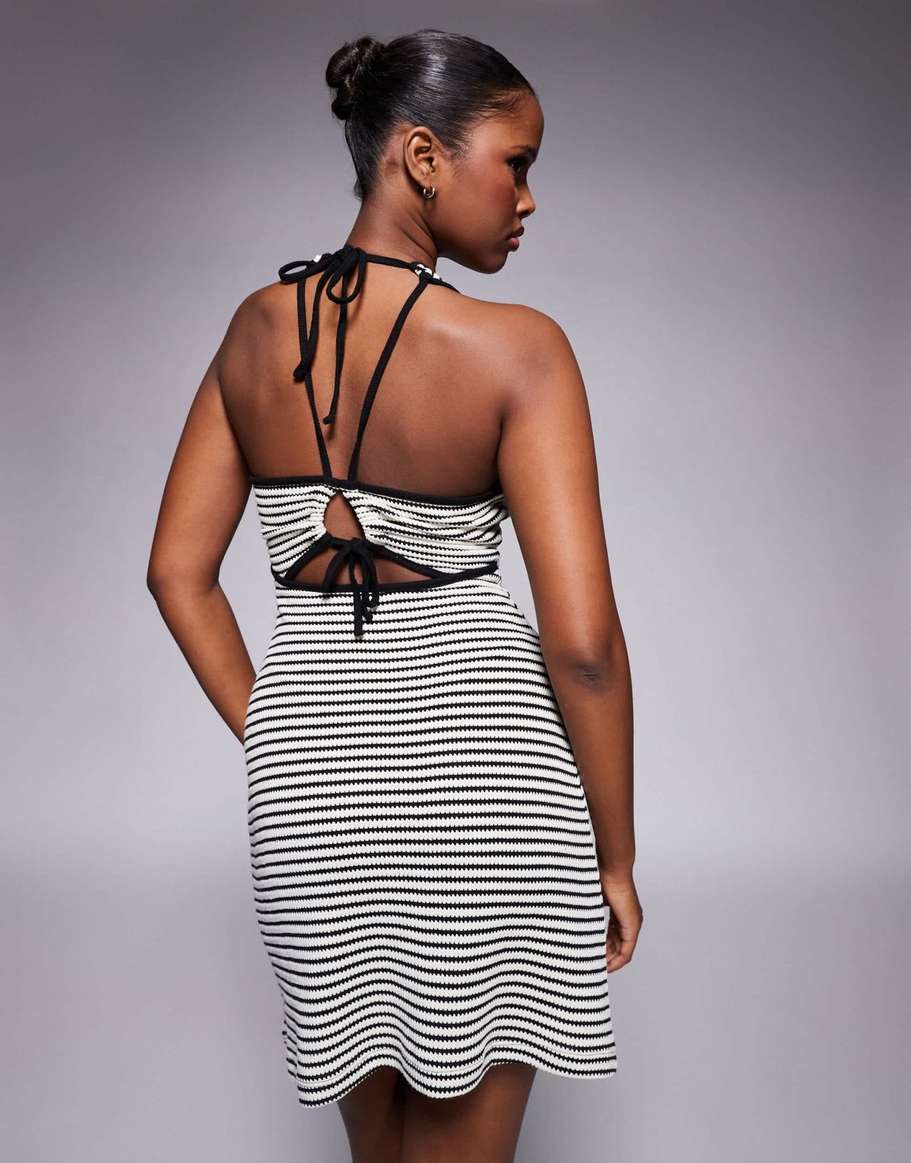 ASOS DESIGN crochet sleeveless elasticated back mini dress in mono - ASOS Sample Sale