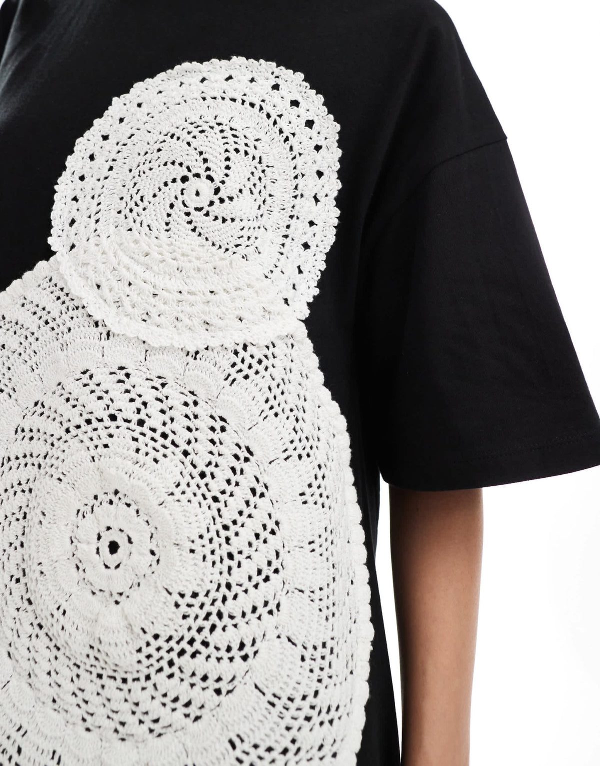 ASOS DESIGN crochet T-shirt mini dress in black - ASOS Sample Sale