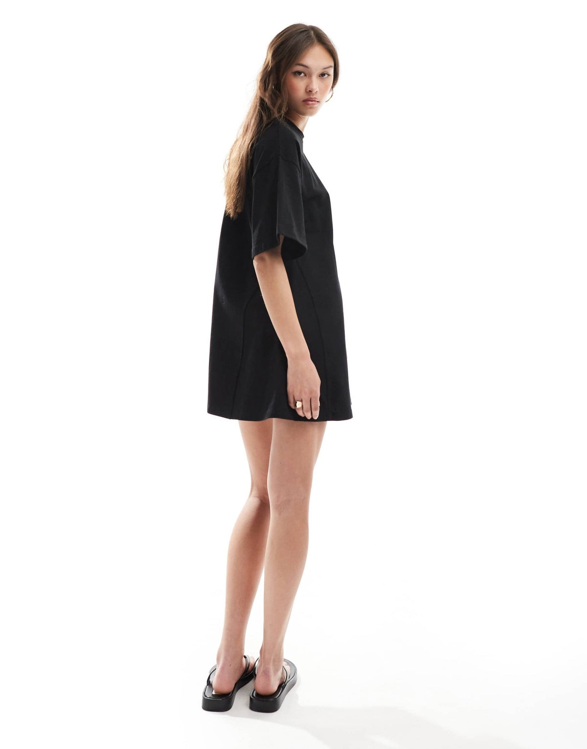 ASOS DESIGN crochet T-shirt mini dress in black - ASOS Sample Sale