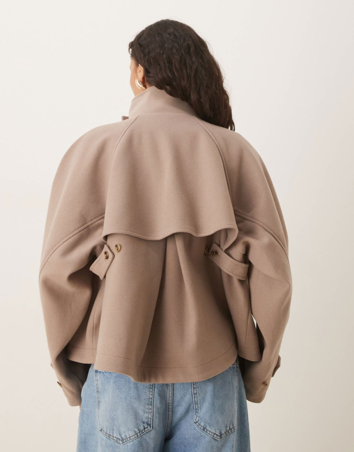 ASOS DESIGN cropped cape formal coat in mushroom - ASOS Sample Sale