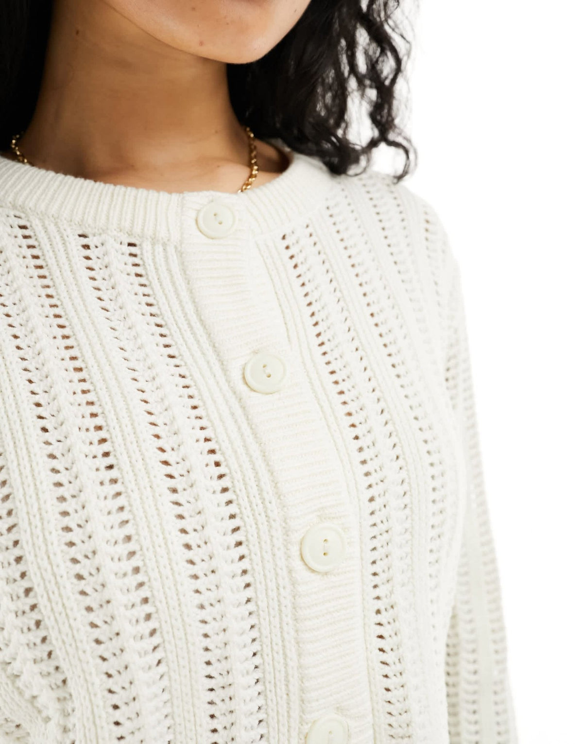 ASOS DESIGN cropped crew neck cardigan in open stitch in cream - ASOS Sample Sale