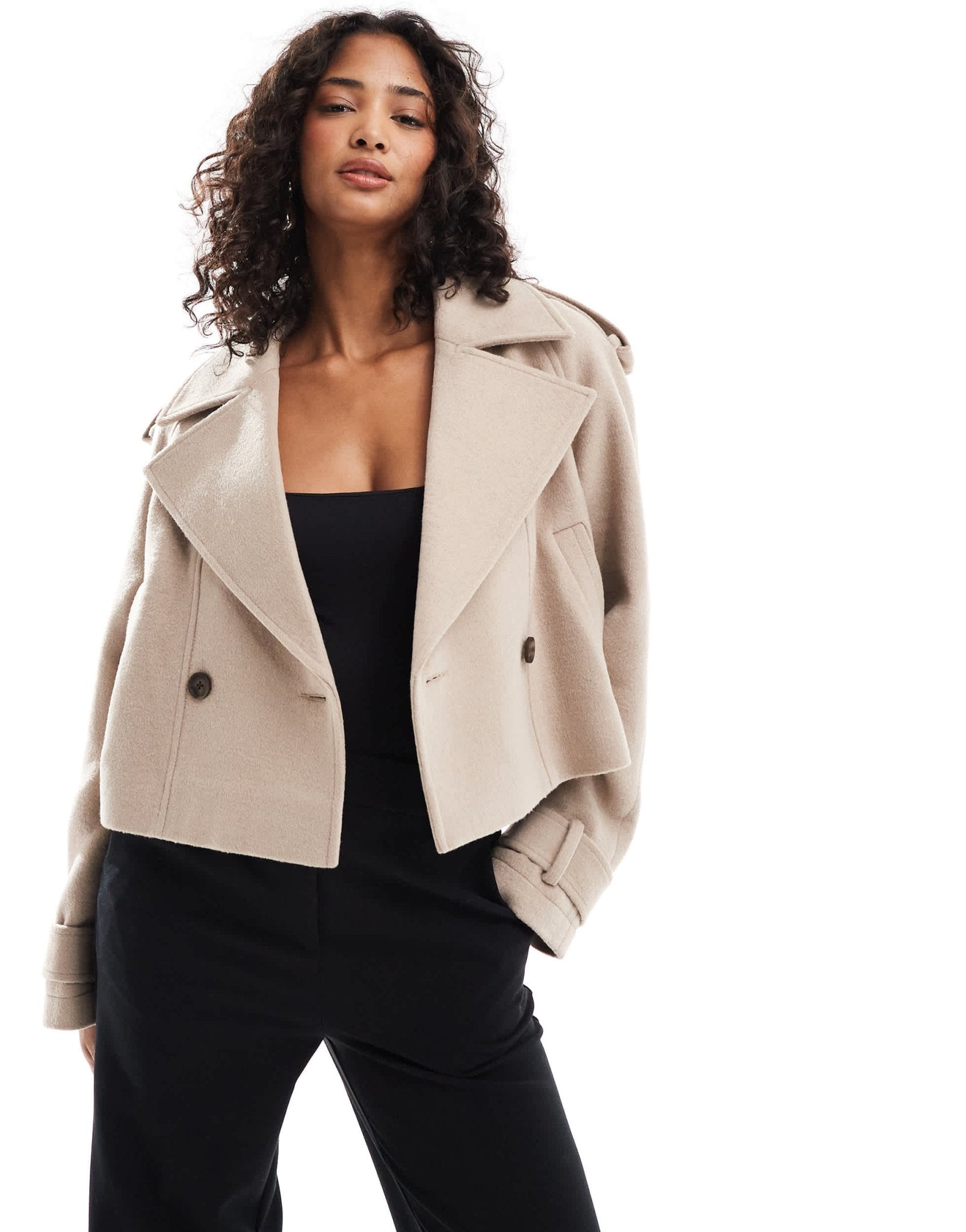 ASOS DESIGN cropped formal trench coat in mushroom - ASOS Sample Sale