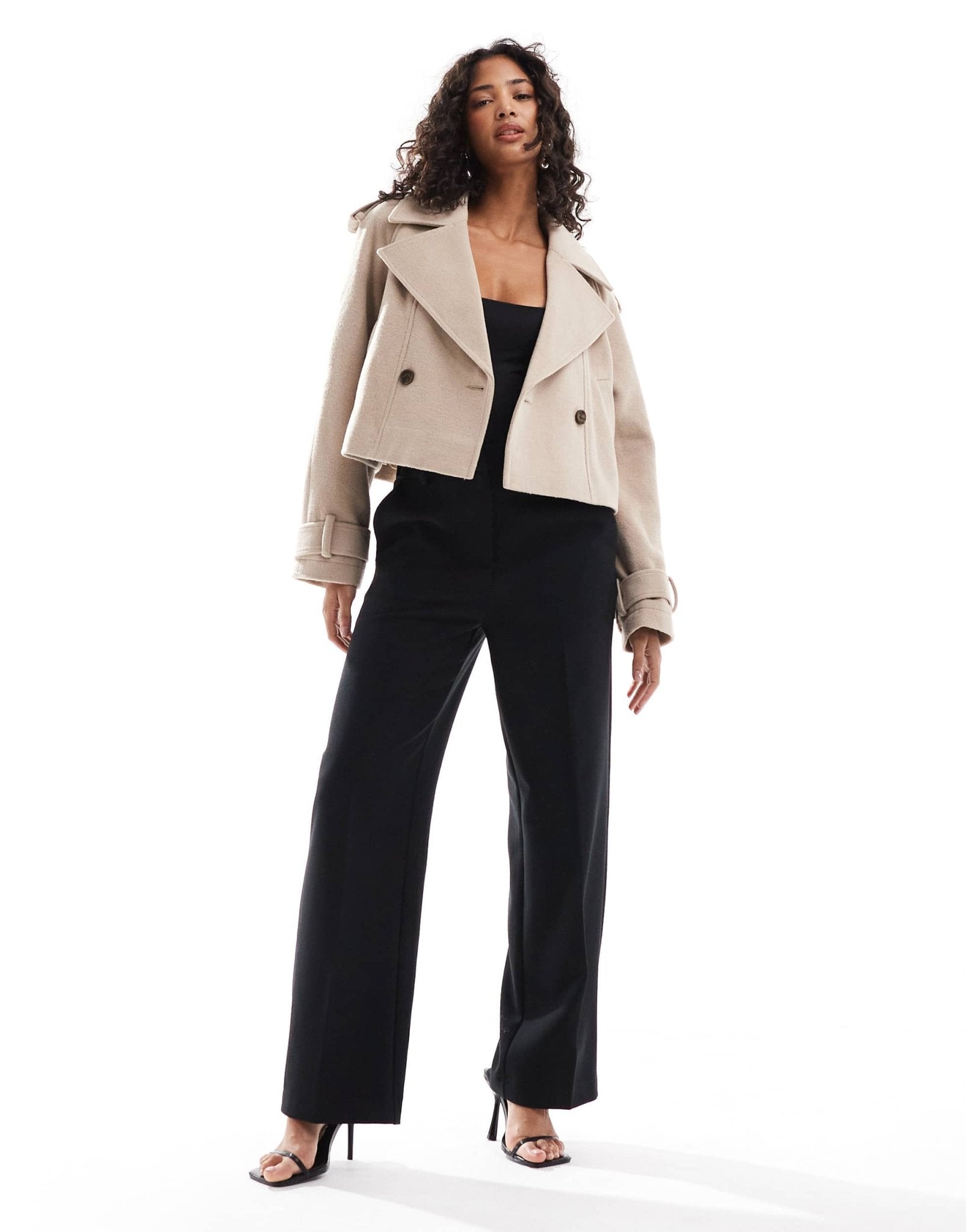 ASOS DESIGN cropped formal trench coat in mushroom - ASOS Sample Sale
