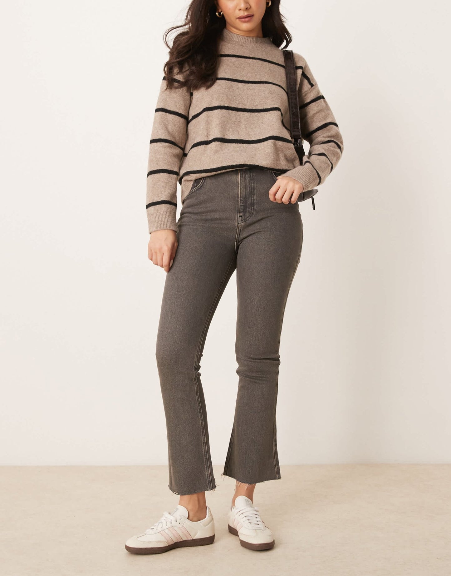 ASOS DESIGN cropped kick flare jean in brown overdye - ASOS Sample Sale