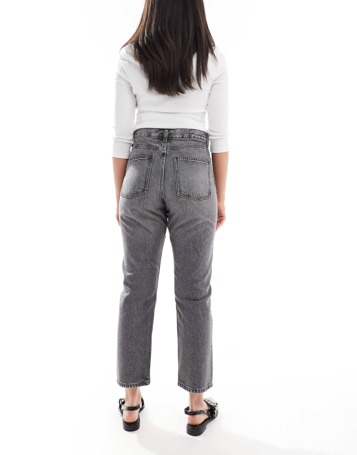 ASOS DESIGN cropped mid rise straight jeans in grey - ASOS Sample Sale
