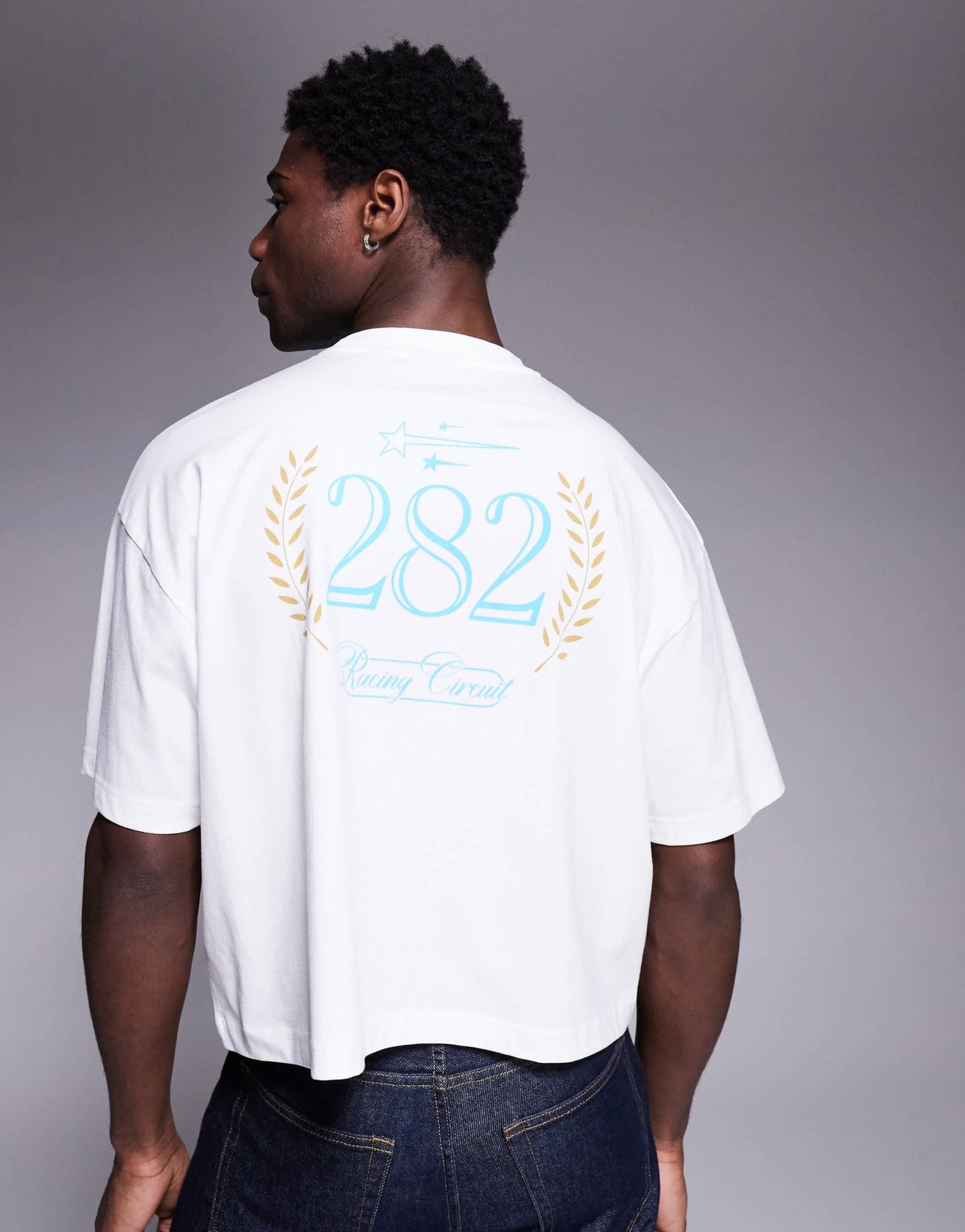 ASOS DESIGN cropped oversized t-shirt with sport graphic in white - ASOS Sample Sale
