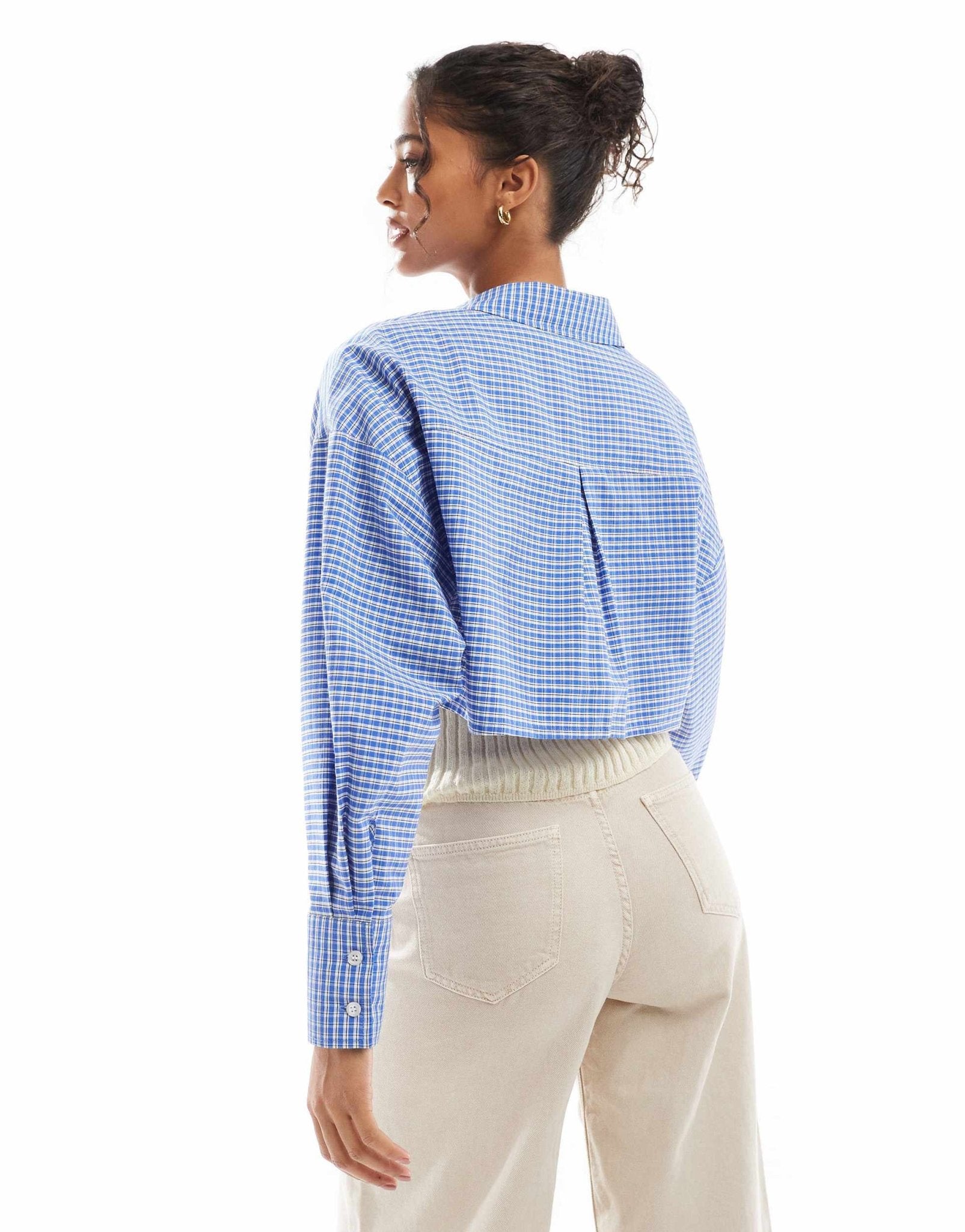 ASOS DESIGN cropped shirt in mini check - ASOS Sample Sale