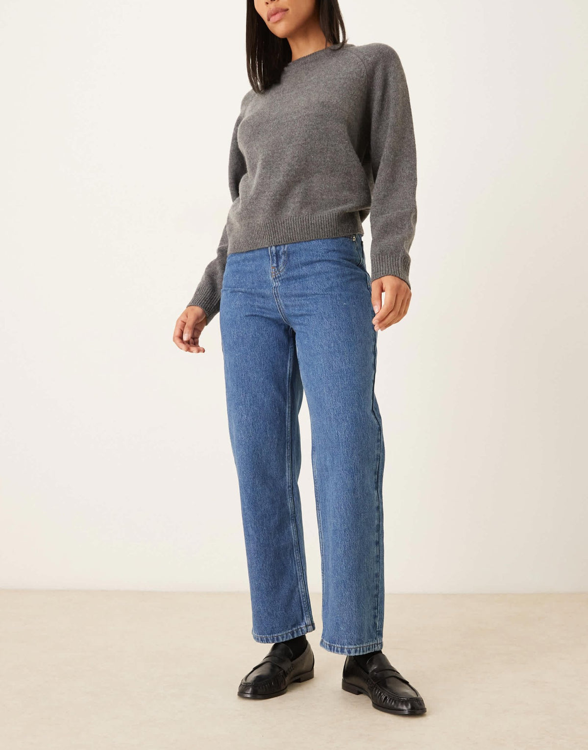 ASOS DESIGN cropped straight leg jean in blue - ASOS Sample Sale