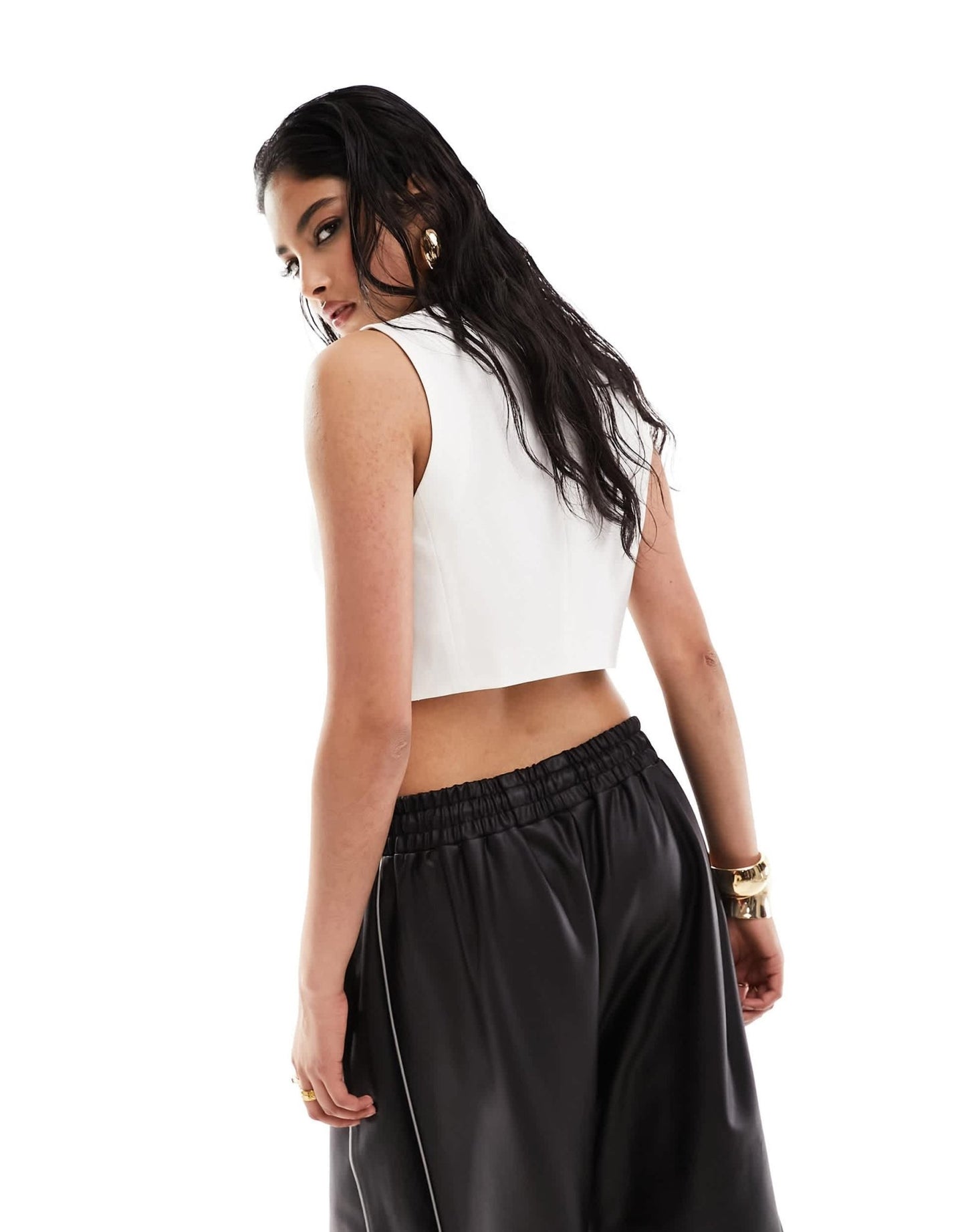 ASOS DESIGN cropped tailored waistcoat in ivory - ASOS Sample Sale