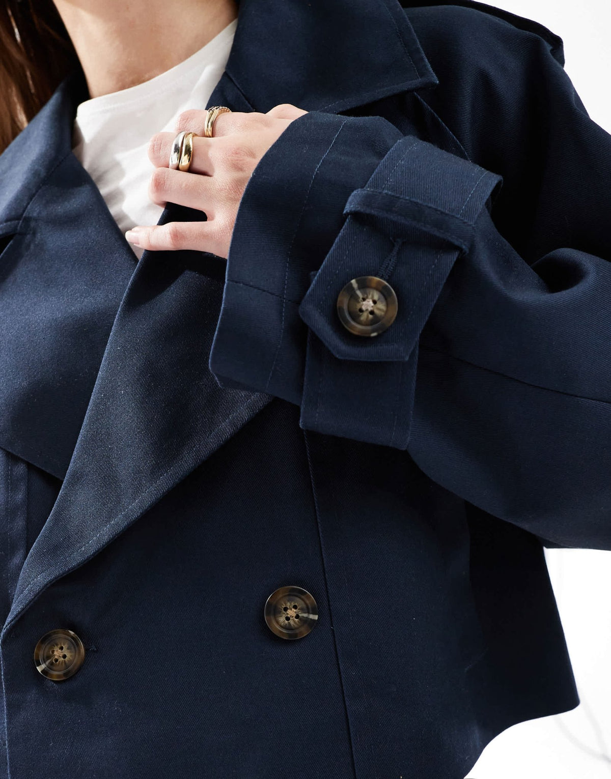 ASOS DESIGN cropped twill trench coat in navy - ASOS Sample Sale