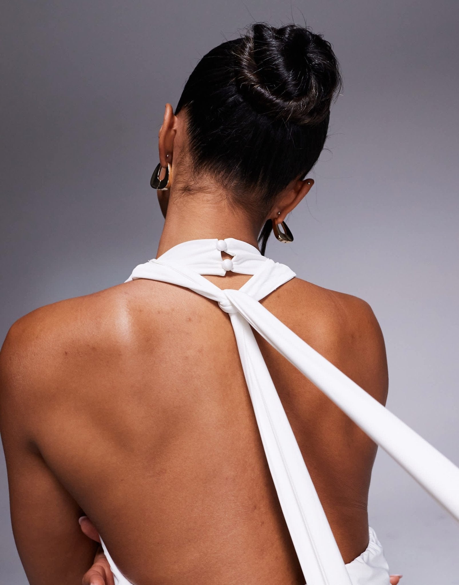 ASOS DESIGN cross over halter neck with drape detail maxi dress in black and white - ASOS Sample Sale
