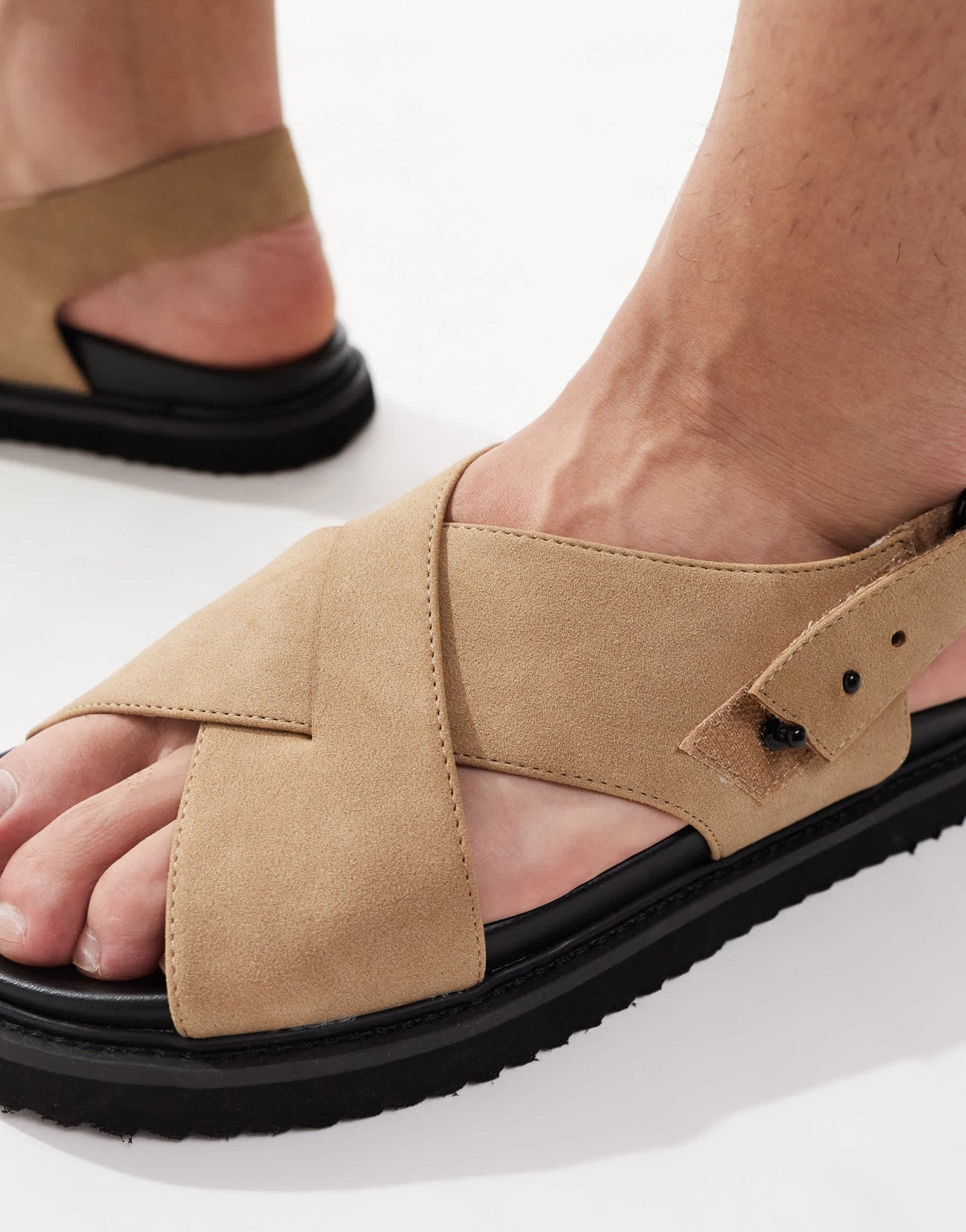 ASOS DESIGN cross over sandals in stone - ASOS Sample Sale