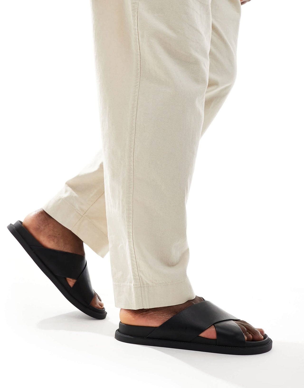 ASOS DESIGN cross over strap sandals in black - ASOS Sample Sale