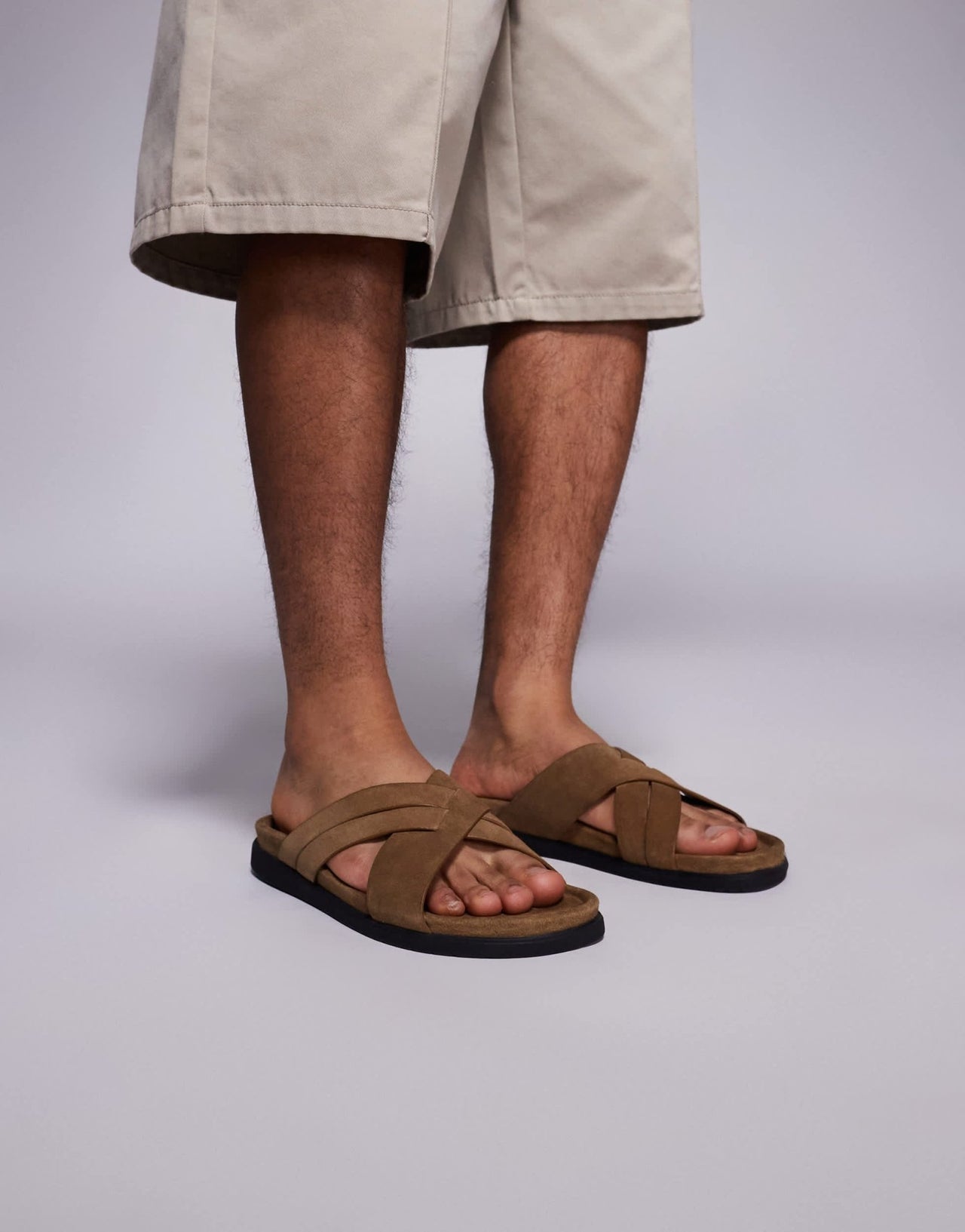 ASOS DESIGN cross over strap sandals in stone suede - ASOS Sample Sale