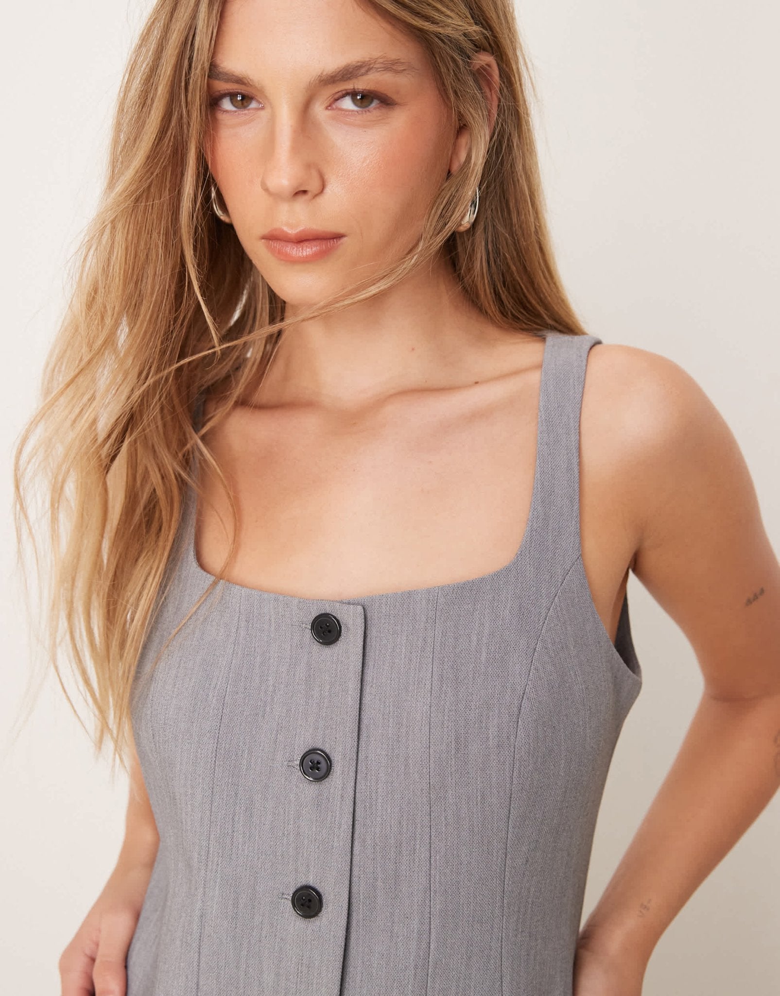 ASOS DESIGN crosshatch corset waistcoat co - ord in grey - ASOS Sample Sale