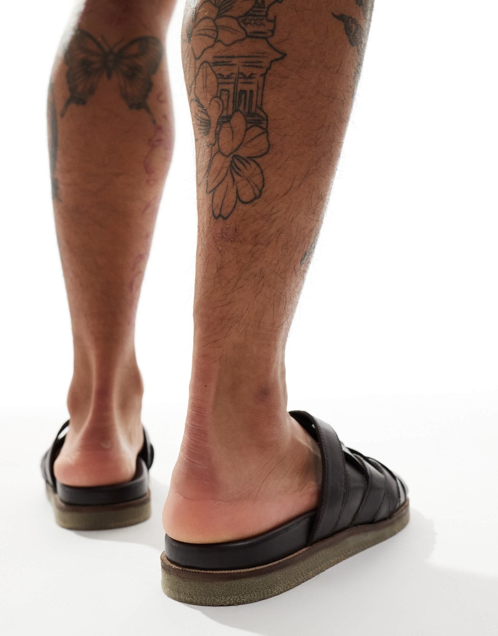 ASOS DESIGN crossover woven sandal in dark brown leather - ASOS Sample Sale