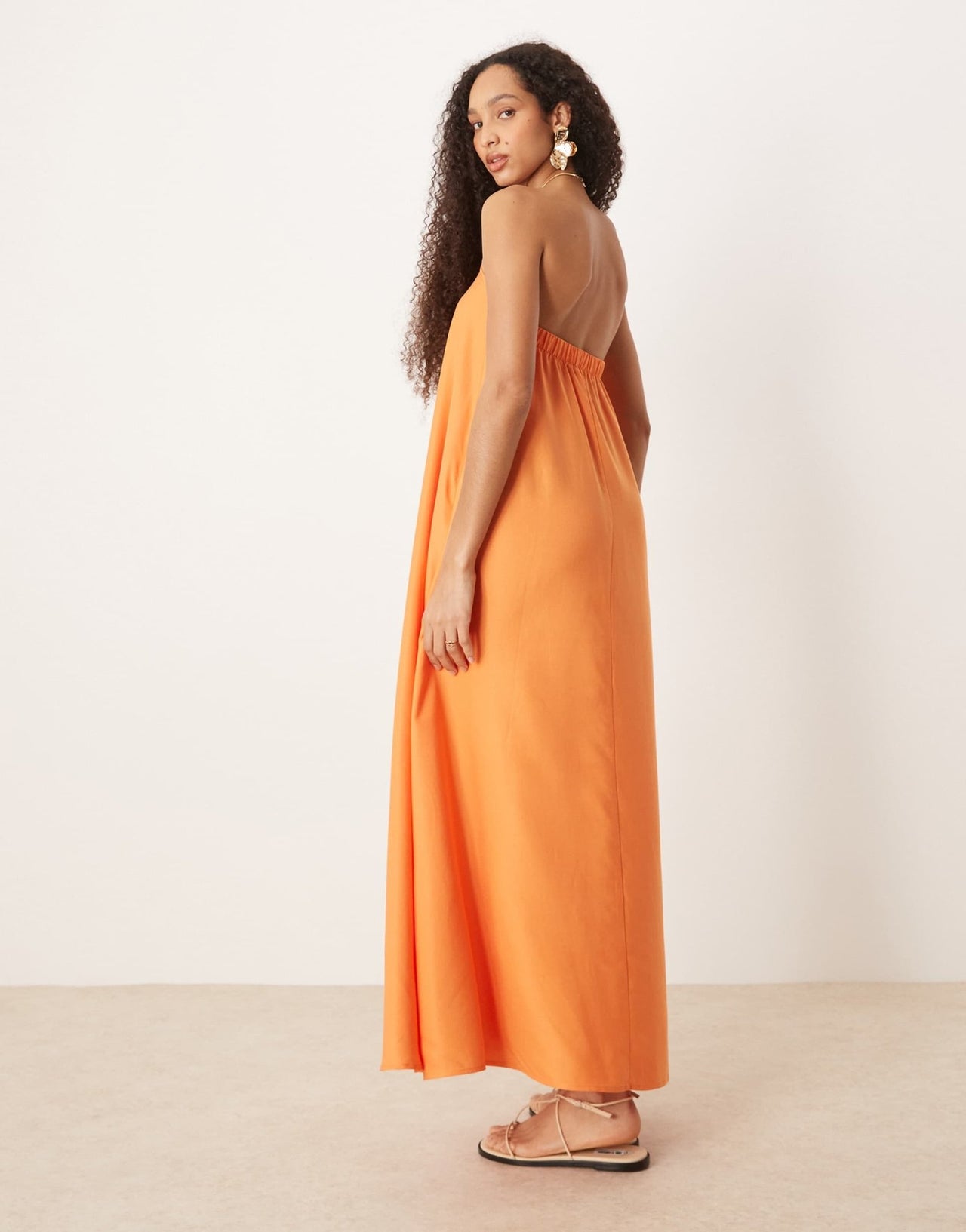ASOS DESIGN cupro bandeau maxi dress in papaya - ASOS Sample Sale