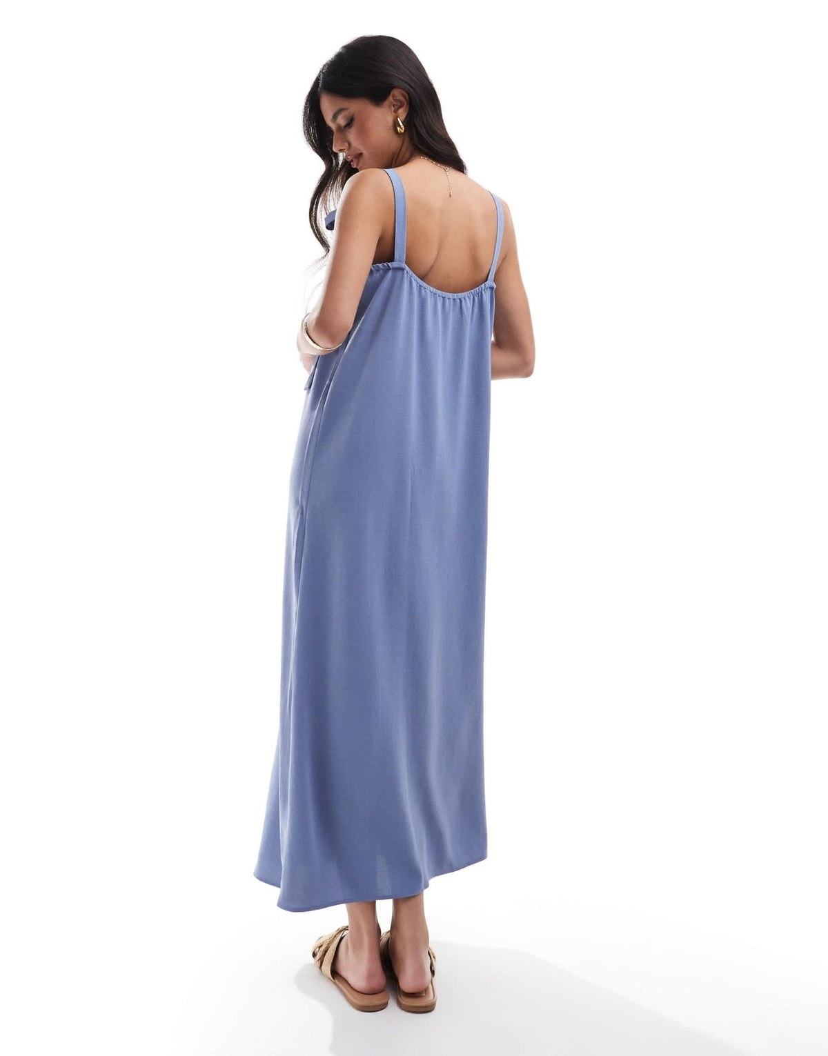 ASOS DESIGN cupro tie detail strappy cami midi dress in icy blue - ASOS Sample Sale