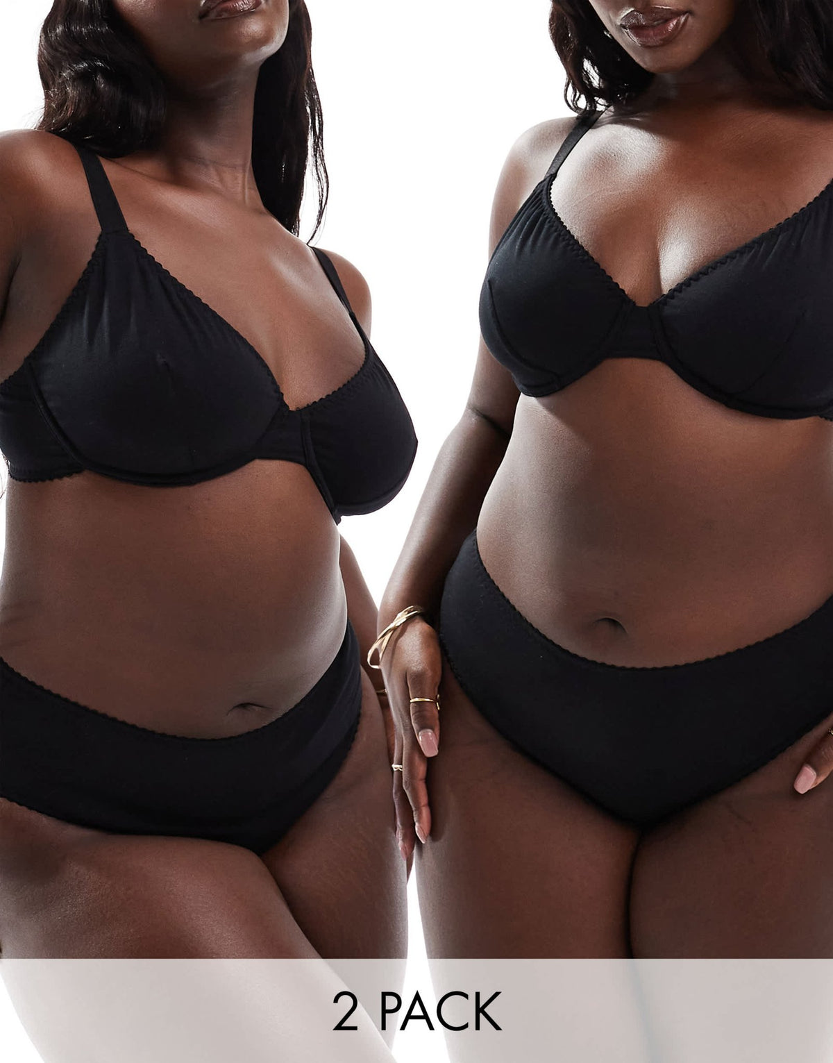 ASOS DESIGN Curve 2 pack Mila cotton brazillian brief in black - ASOS Sample Sale