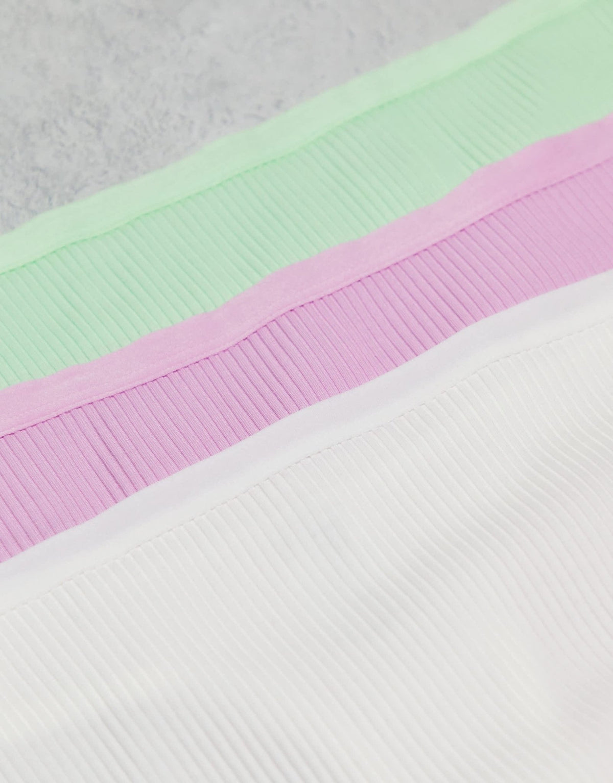 ASOS DESIGN Curve 3 pack ribbed thongs in white, lilac & pistachio - ASOS Sample Sale