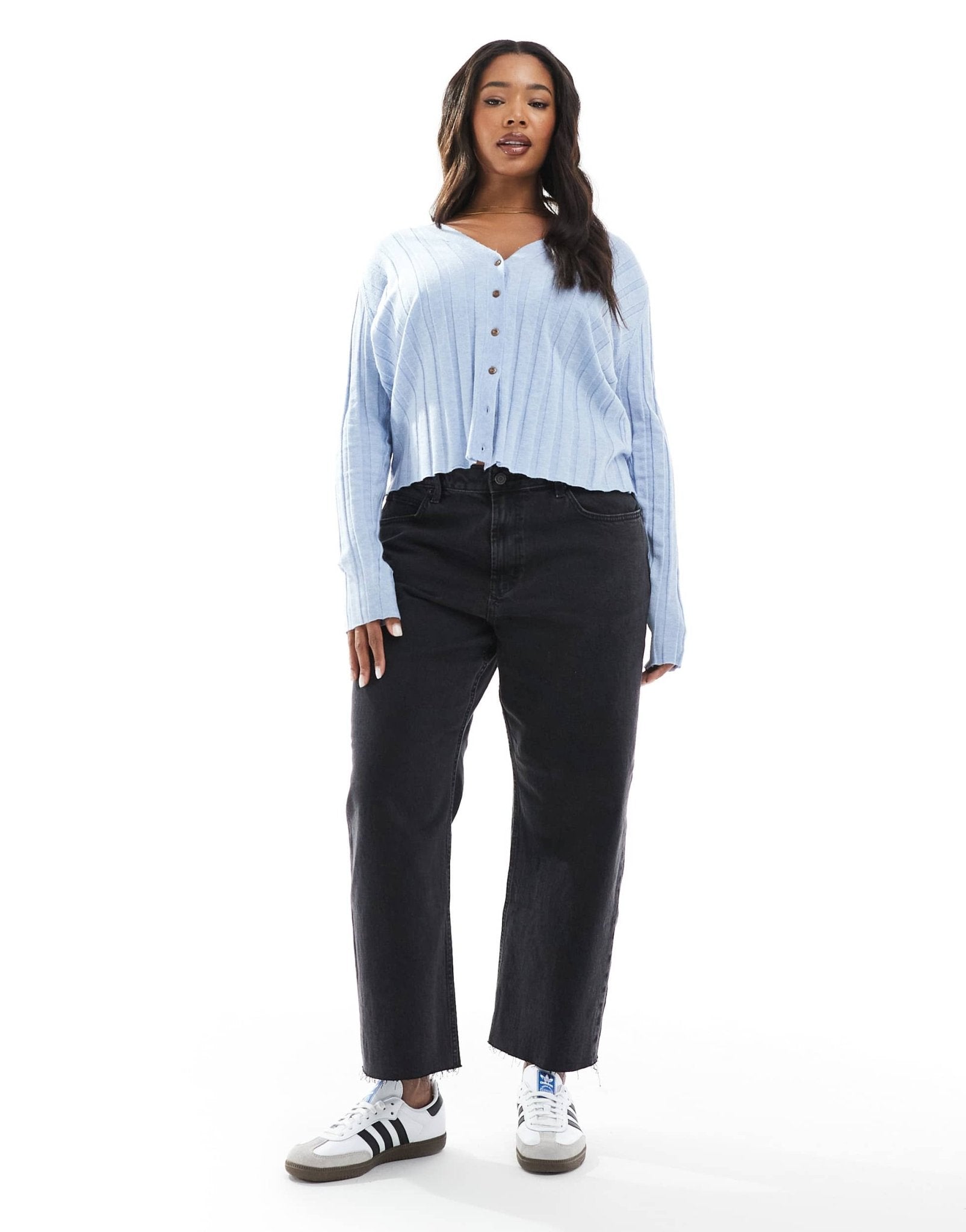 ASOS DESIGN Curve ankle grazer comfort stretch straight leg jeans in black - ASOS Sample Sale