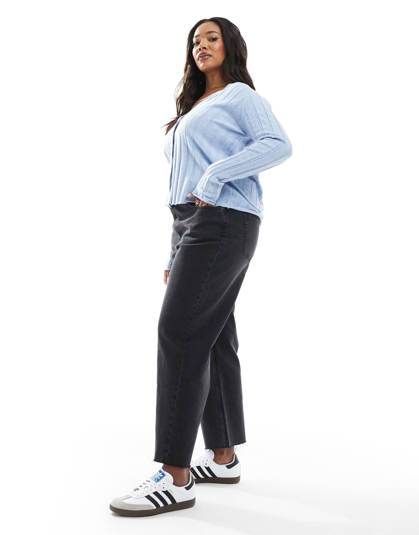 ASOS DESIGN Curve ankle grazer comfort stretch straight leg jeans in black - ASOS Sample Sale