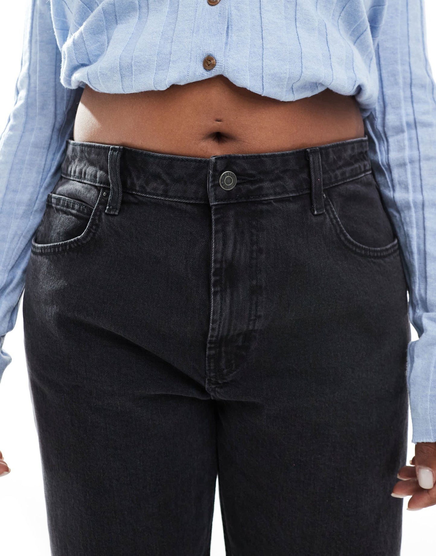 ASOS DESIGN Curve ankle grazer comfort stretch straight leg jeans in black - ASOS Sample Sale