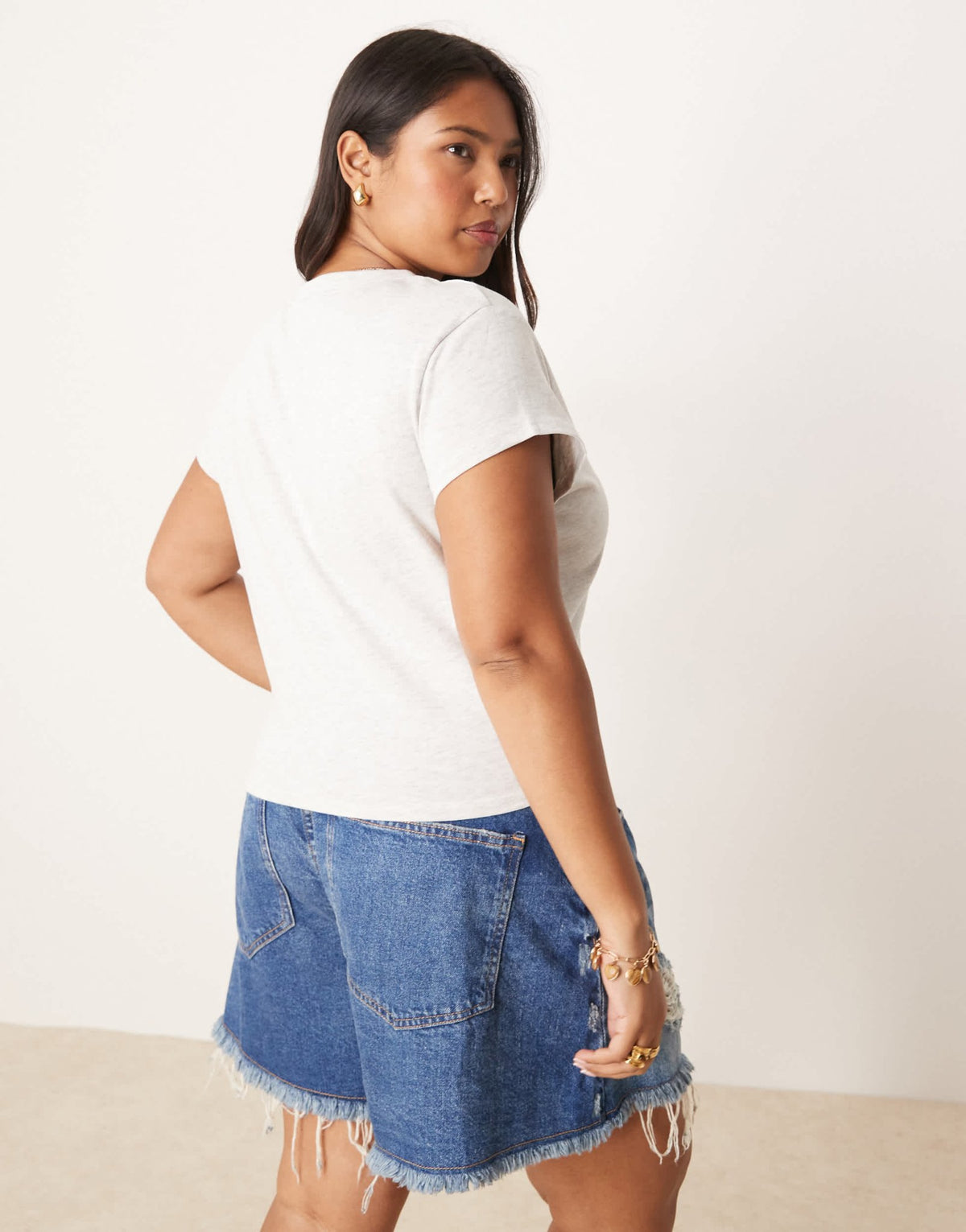 ASOS DESIGN Curve baby tee with pomegranate fruit graphic in ice marl - ASOS Sample Sale