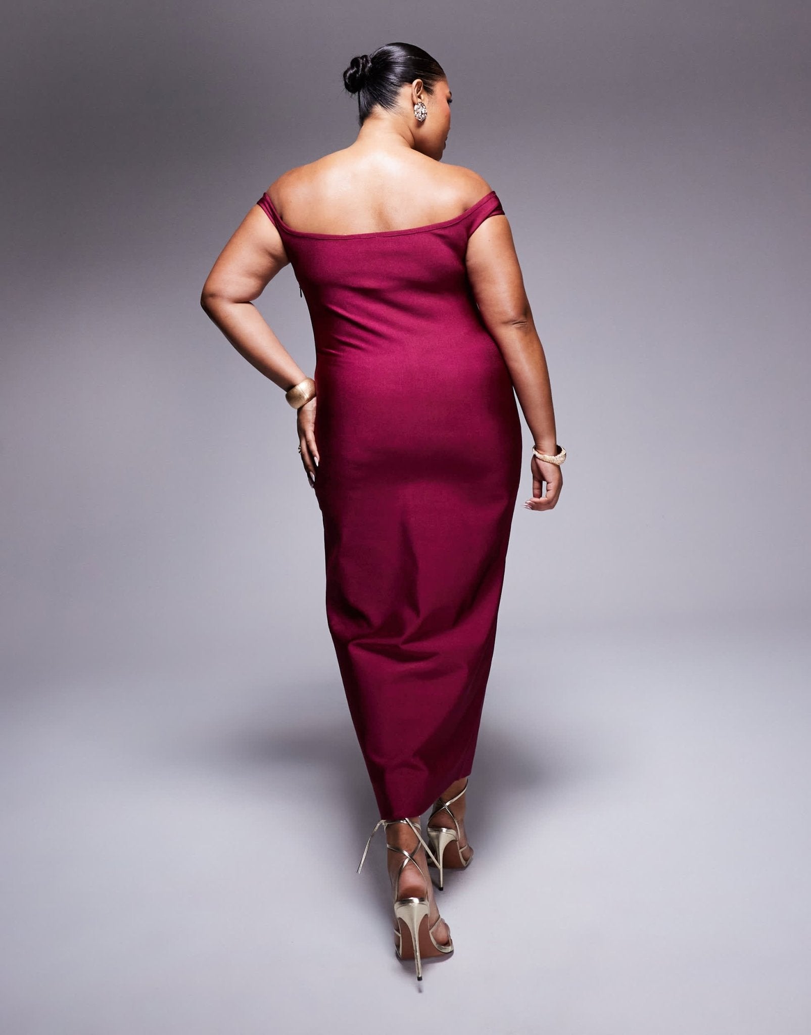 ASOS DESIGN Curve bandage bardot midi dress in berry - ASOS Sample Sale