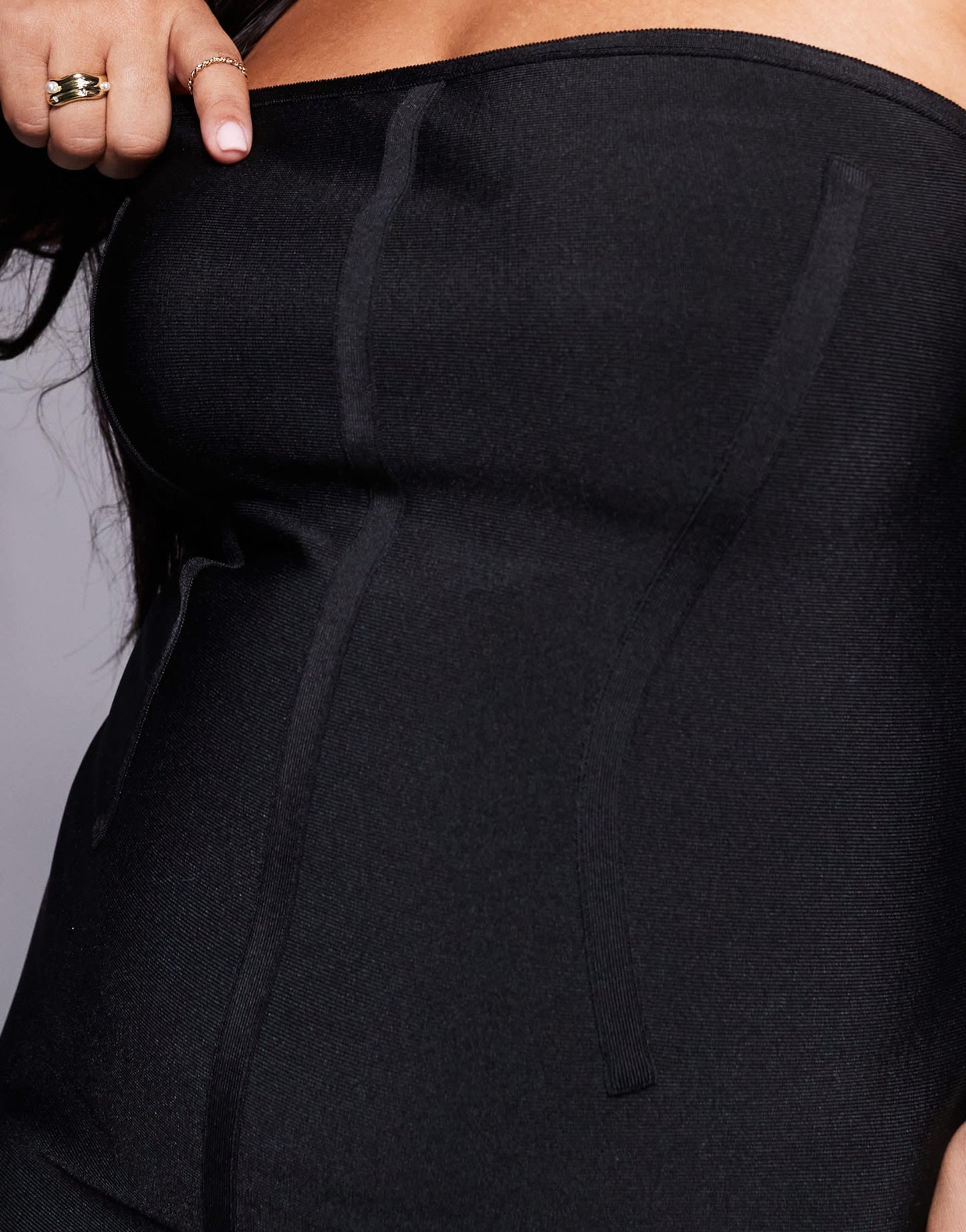 ASOS DESIGN Curve bandage seam detail mini bandeau dress in black - ASOS Sample Sale
