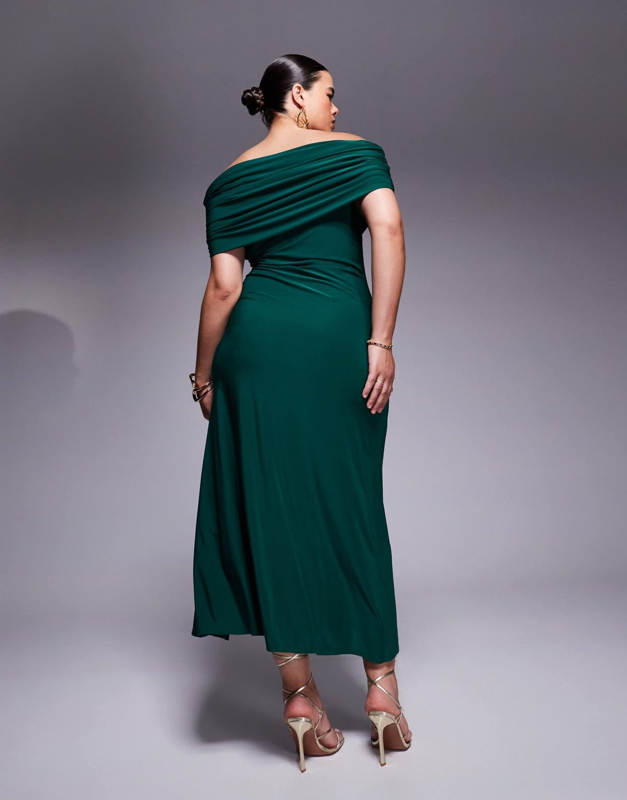 ASOS DESIGN Curve bandeau maxi dress with split in bottle green - ASOS Sample Sale