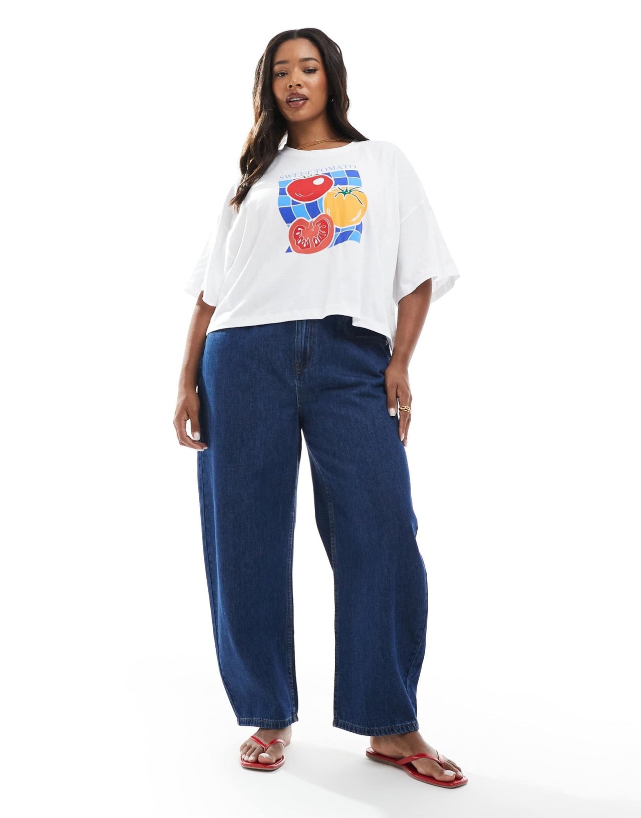 ASOS DESIGN Curve barrel jeans in clean darkwash - ASOS Sample Sale