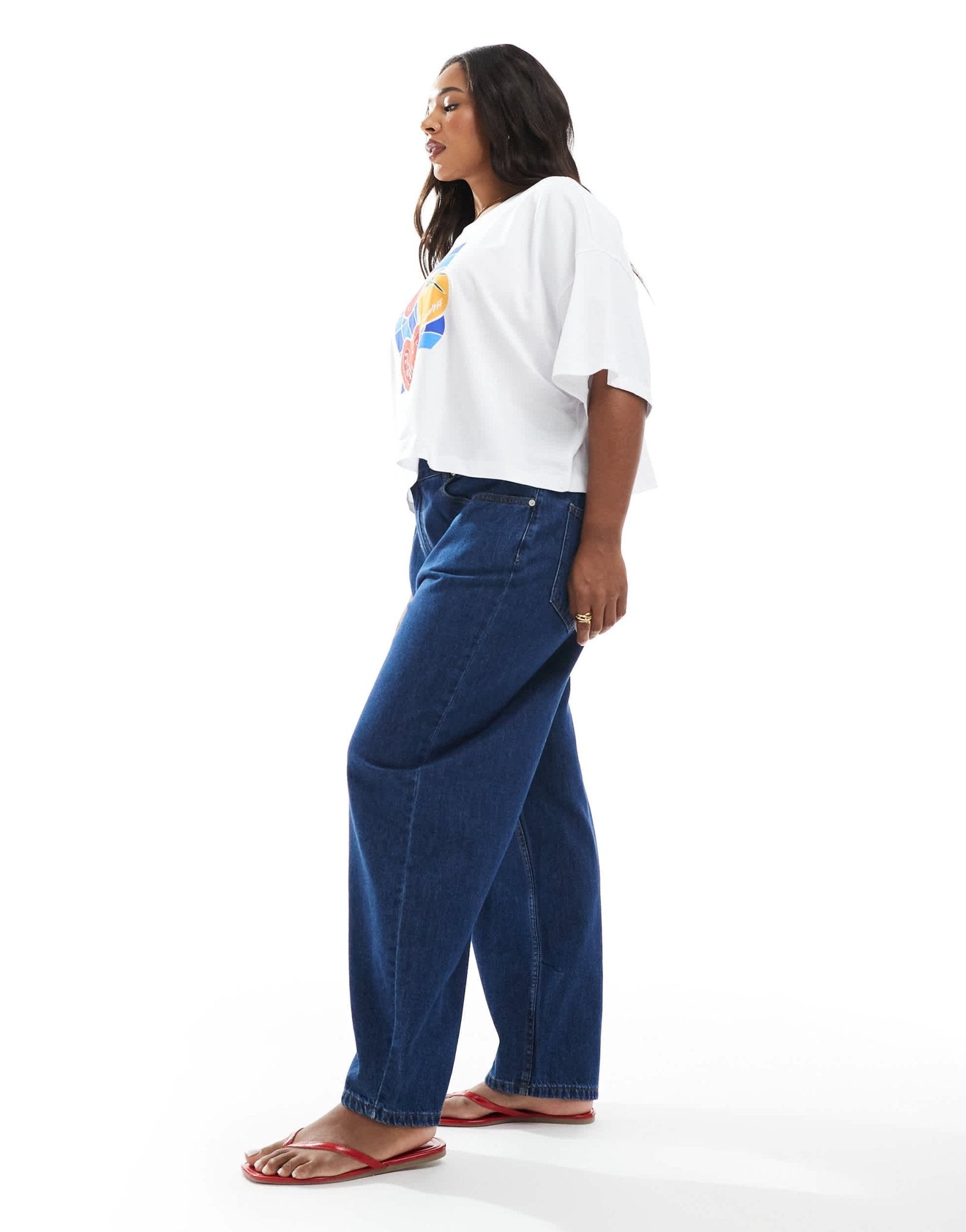 ASOS DESIGN Curve barrel jeans in clean darkwash - ASOS Sample Sale