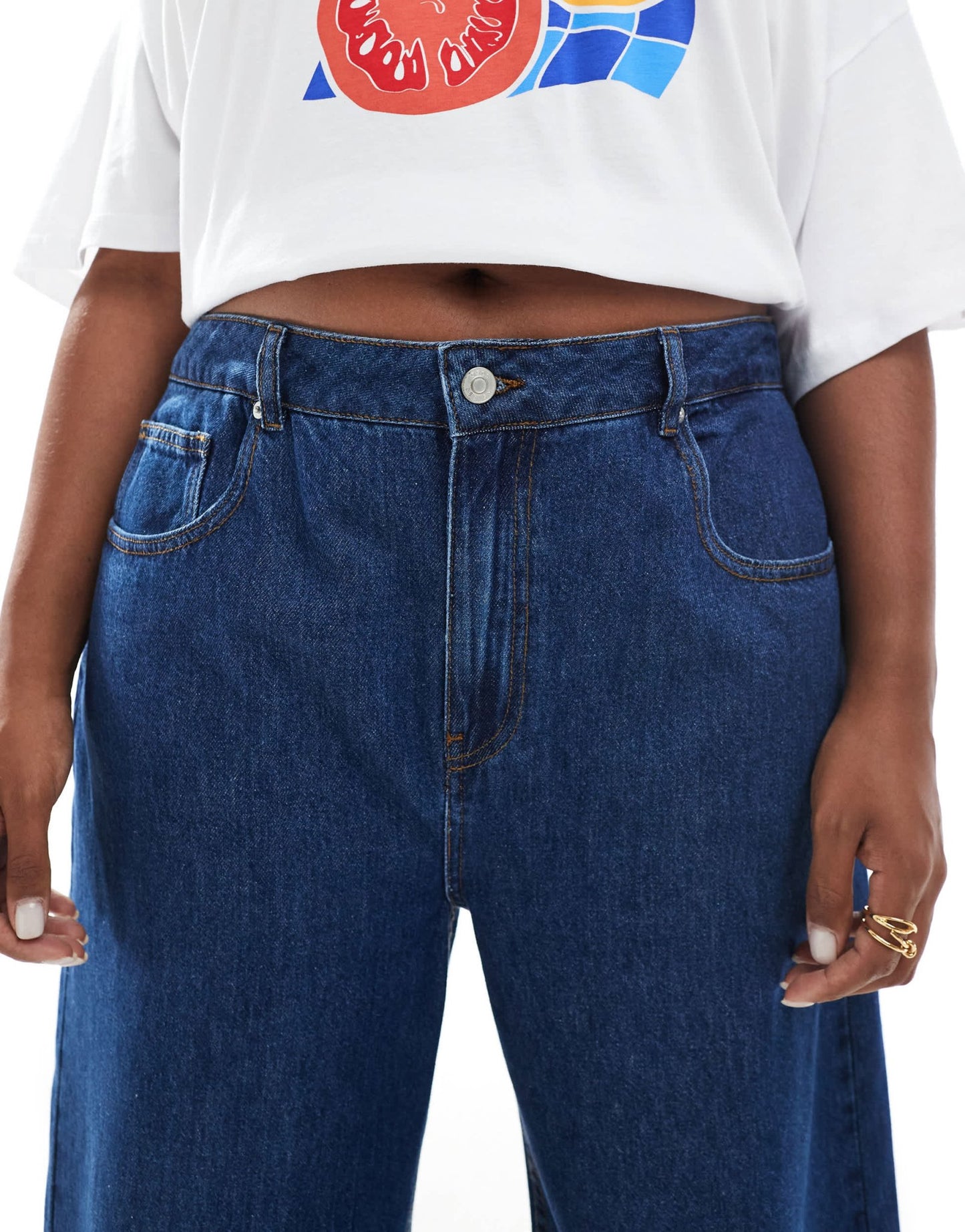 ASOS DESIGN Curve barrel jeans in clean darkwash - ASOS Sample Sale