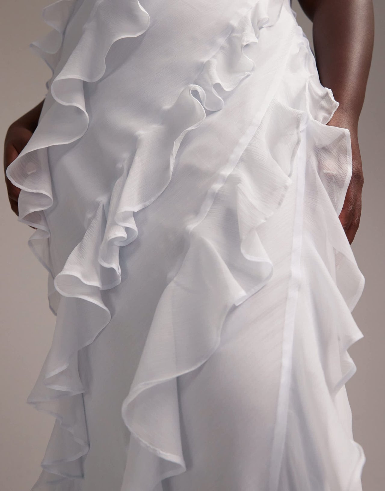 ASOS DESIGN Curve Bridesmaids racer neck bias ruffle maxi dress in light blue - ASOS Sample Sale