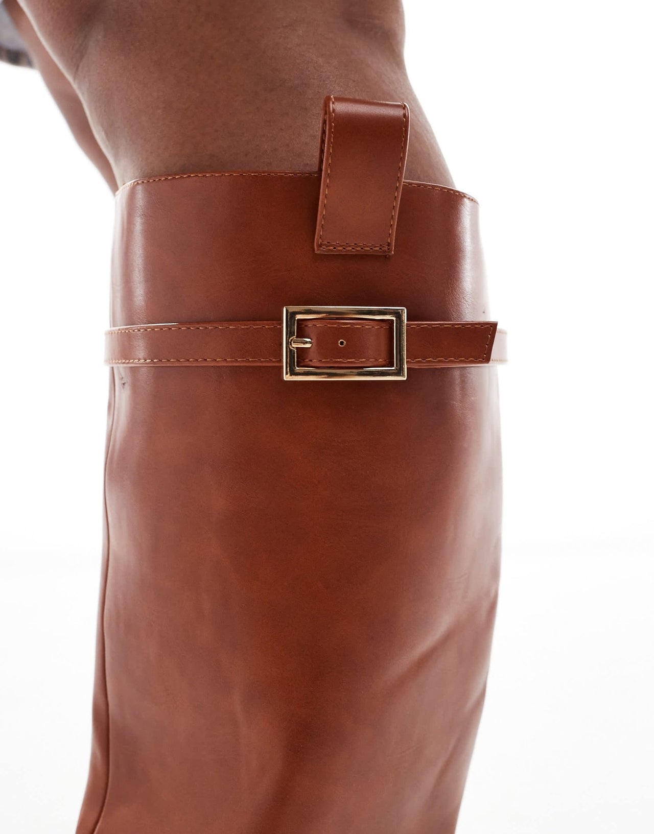 ASOS DESIGN Curve Callie smart flat riding knee boots in tan - ASOS Sample Sale