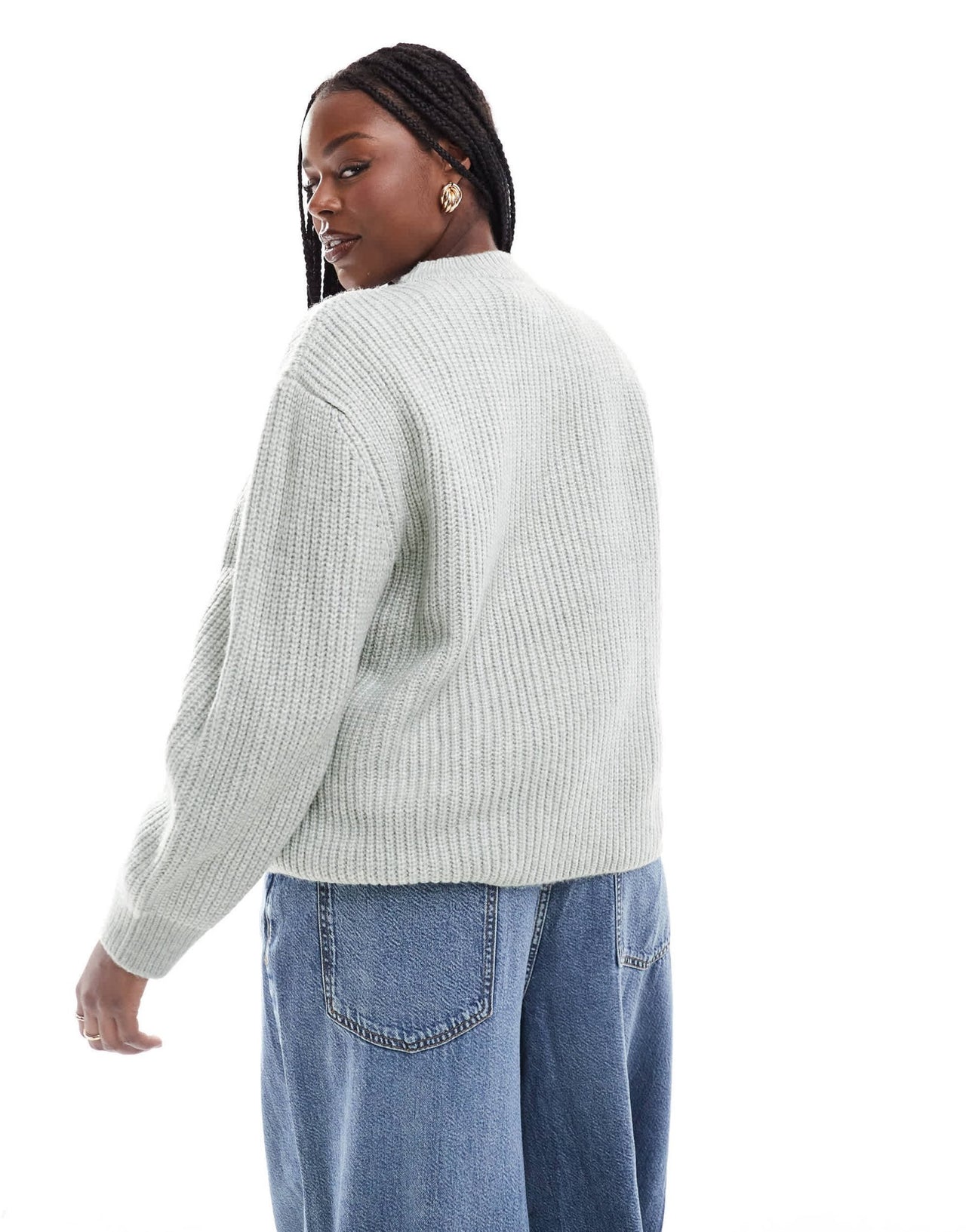 ASOS DESIGN Curve chunky crew neck rib jumper in light grey - ASOS Sample Sale