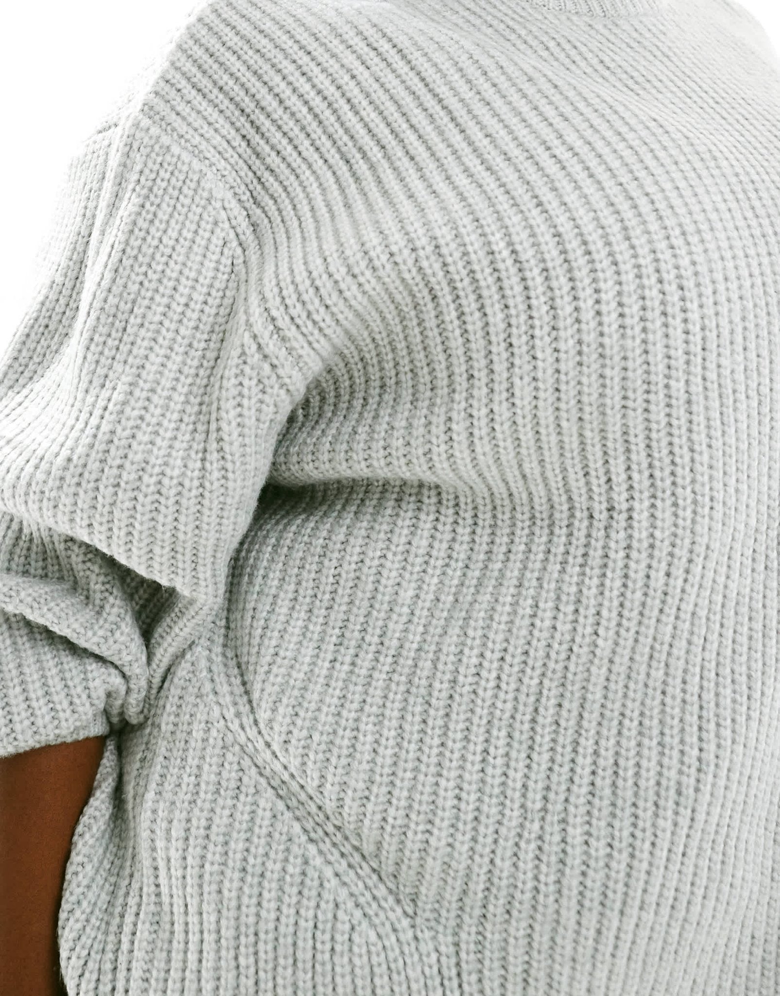 ASOS DESIGN Curve chunky crew neck rib jumper in light grey - ASOS Sample Sale