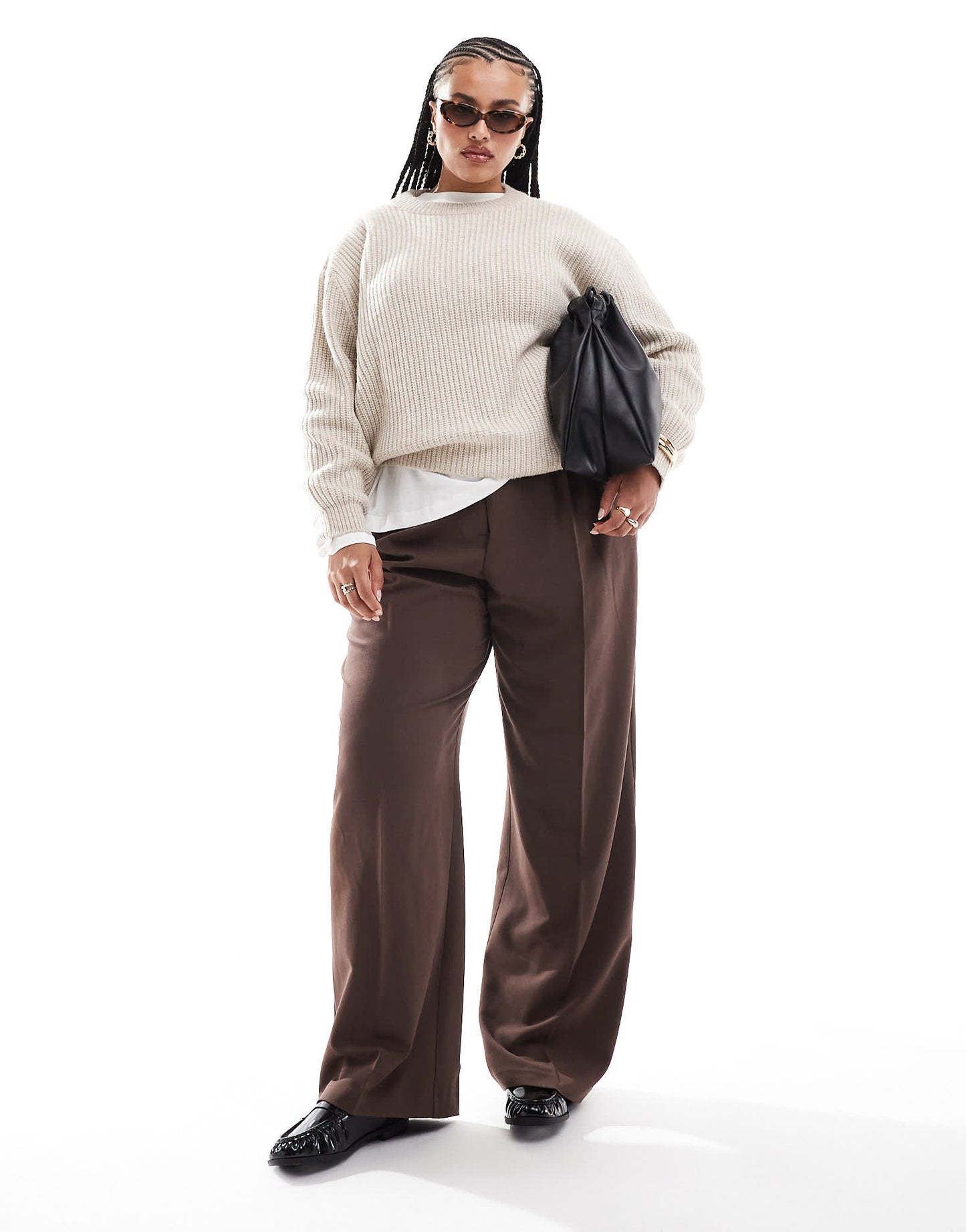 ASOS DESIGN Curve chunky crew neck rib jumper in oatmeal - ASOS Sample Sale