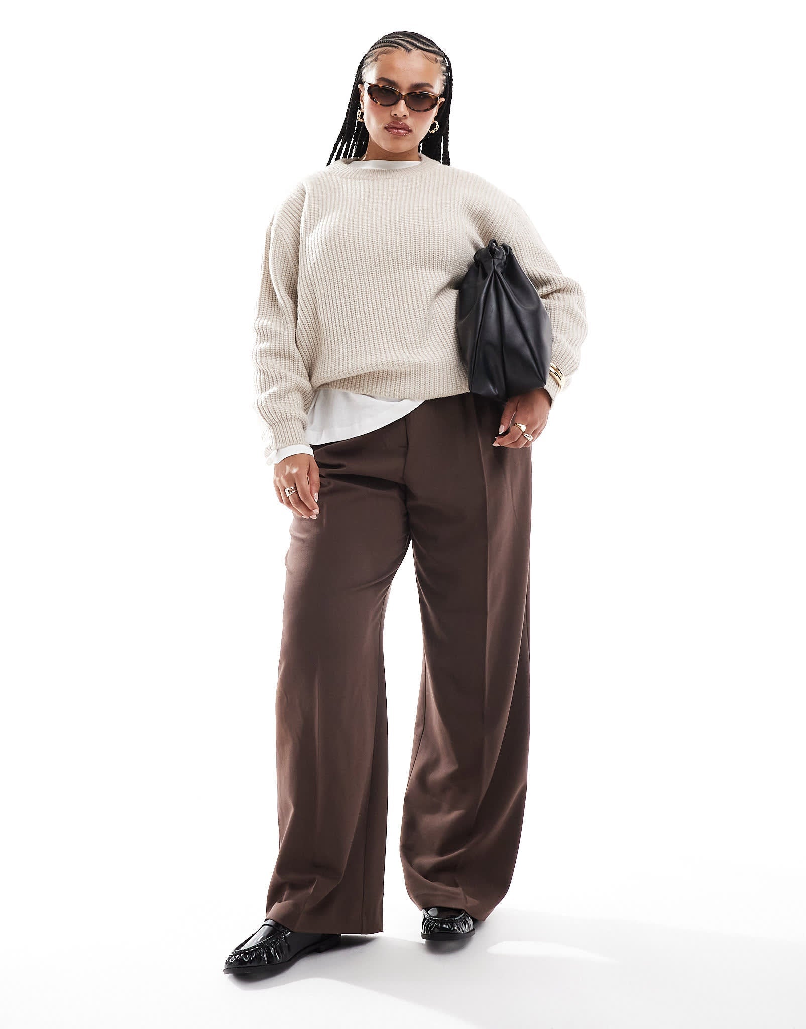 ASOS DESIGN Curve chunky crew neck rib jumper in oatmeal - ASOS Sample Sale