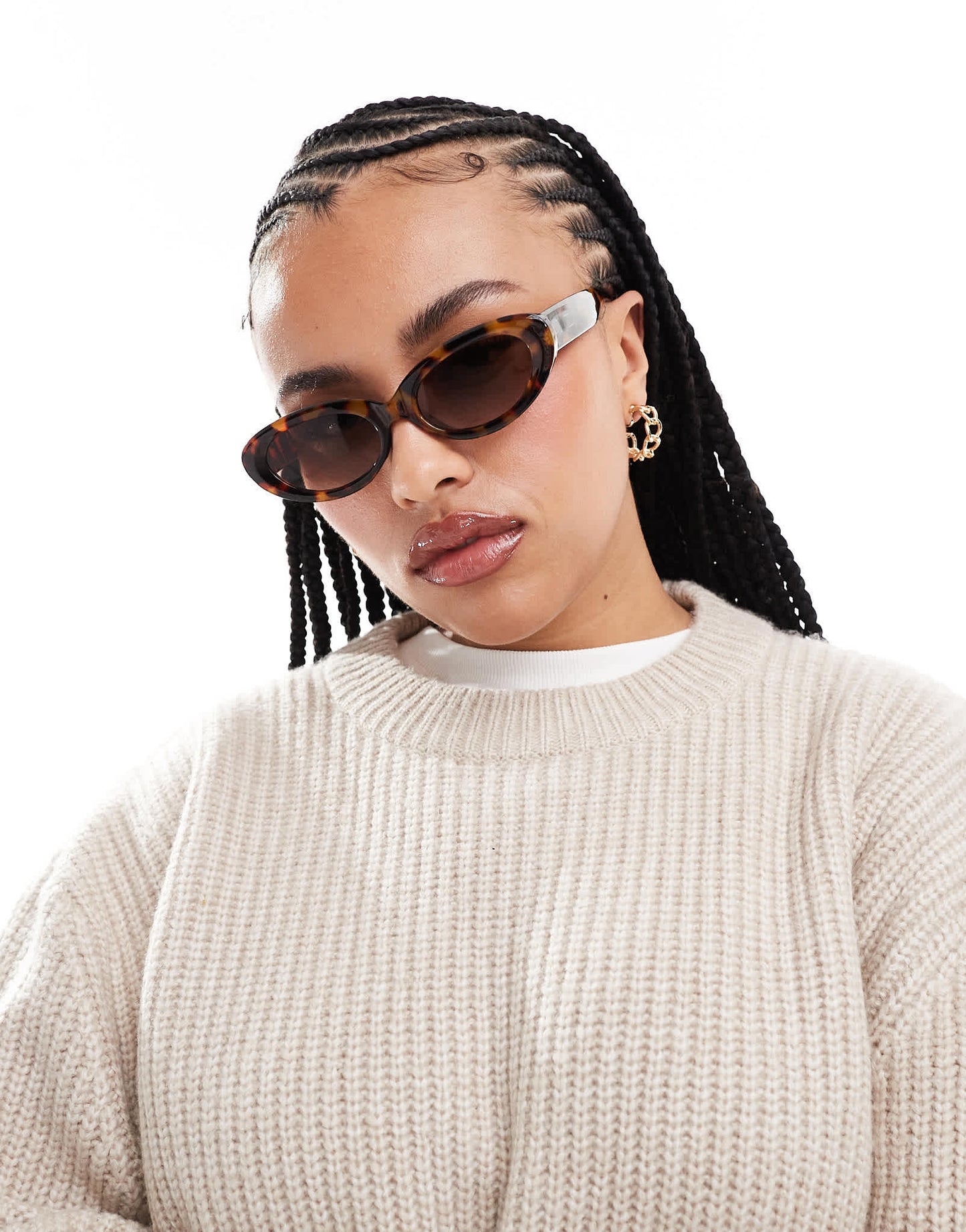 ASOS DESIGN Curve chunky crew neck rib jumper in oatmeal - ASOS Sample Sale