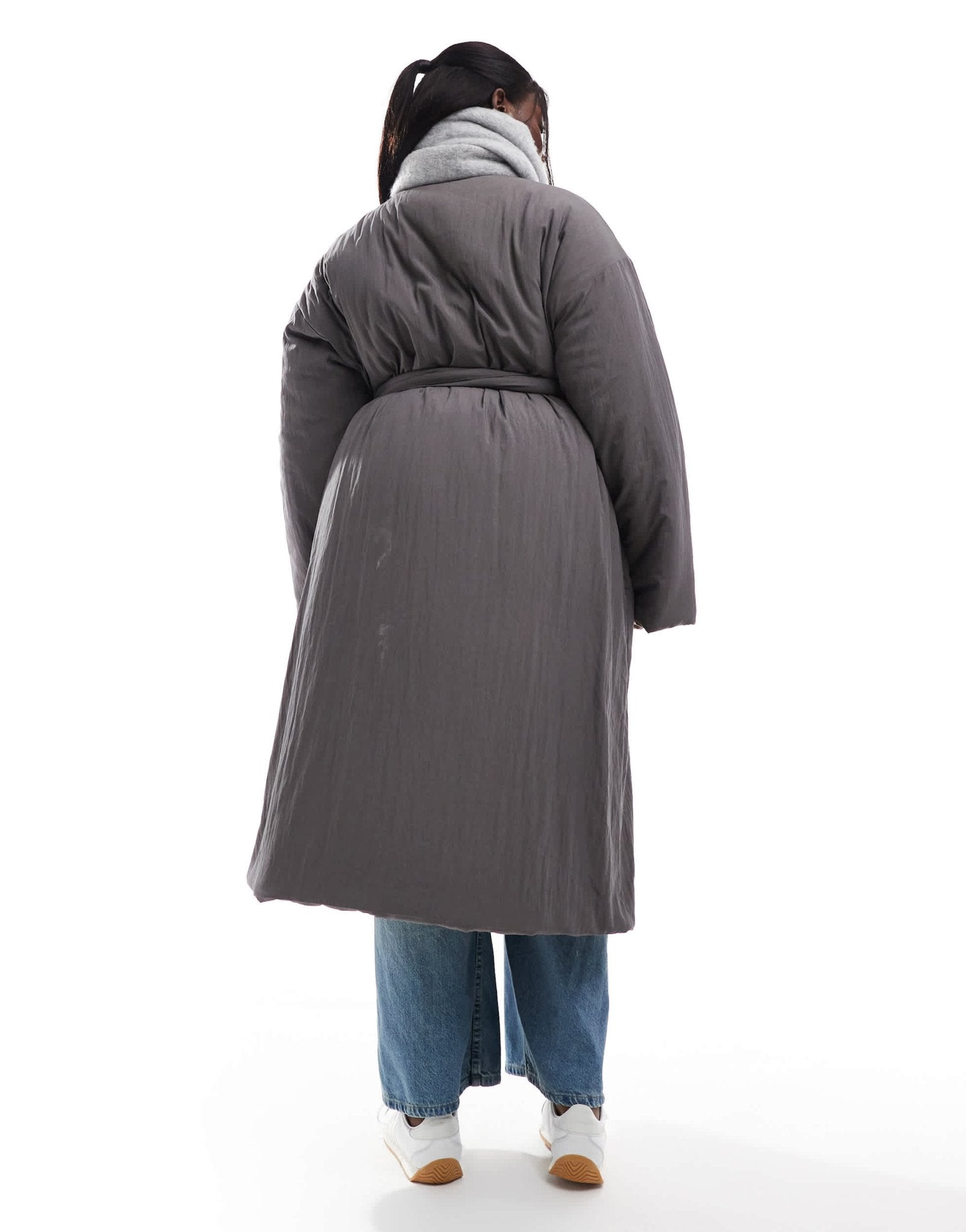 ASOS DESIGN Curve clean longline puffer coat in charcoal - ASOS Sample Sale